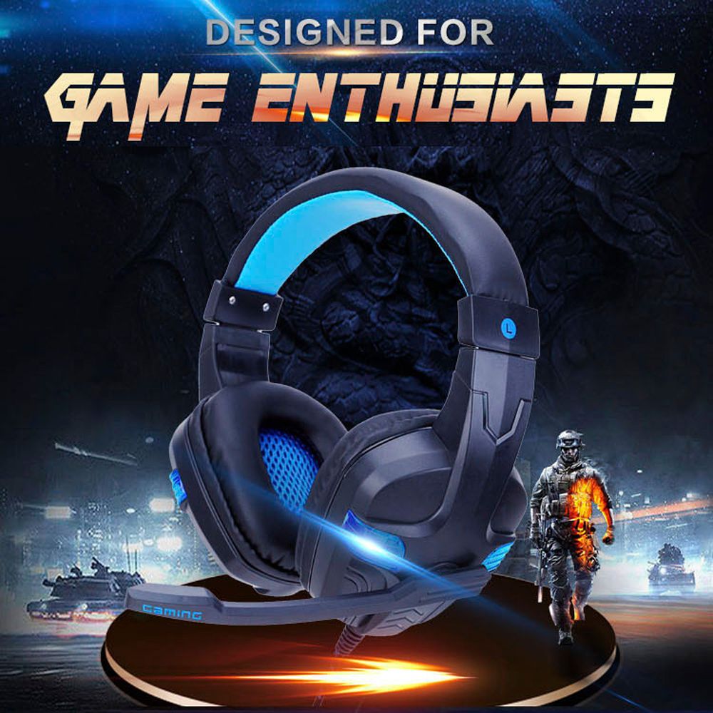 SY860MV Gaming Headset 3.5mm Wired Over Ear Headphones Noise Canceling Earphone with Mic LED Light Volume Control AUX+USB for Desktop PC