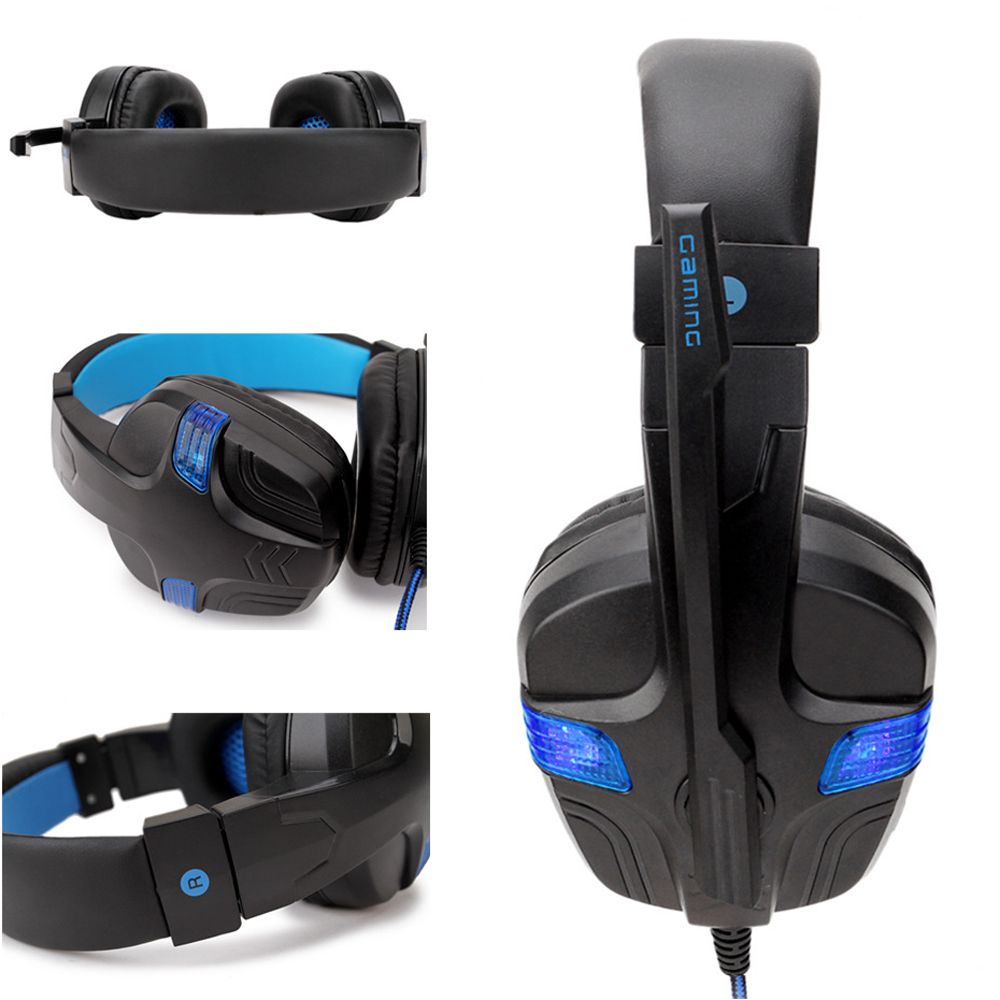 SY860MV Gaming Headset 3.5mm Wired Over Ear Headphones Noise Canceling Earphone with Mic LED Light Volume Control AUX+USB for Desktop PC