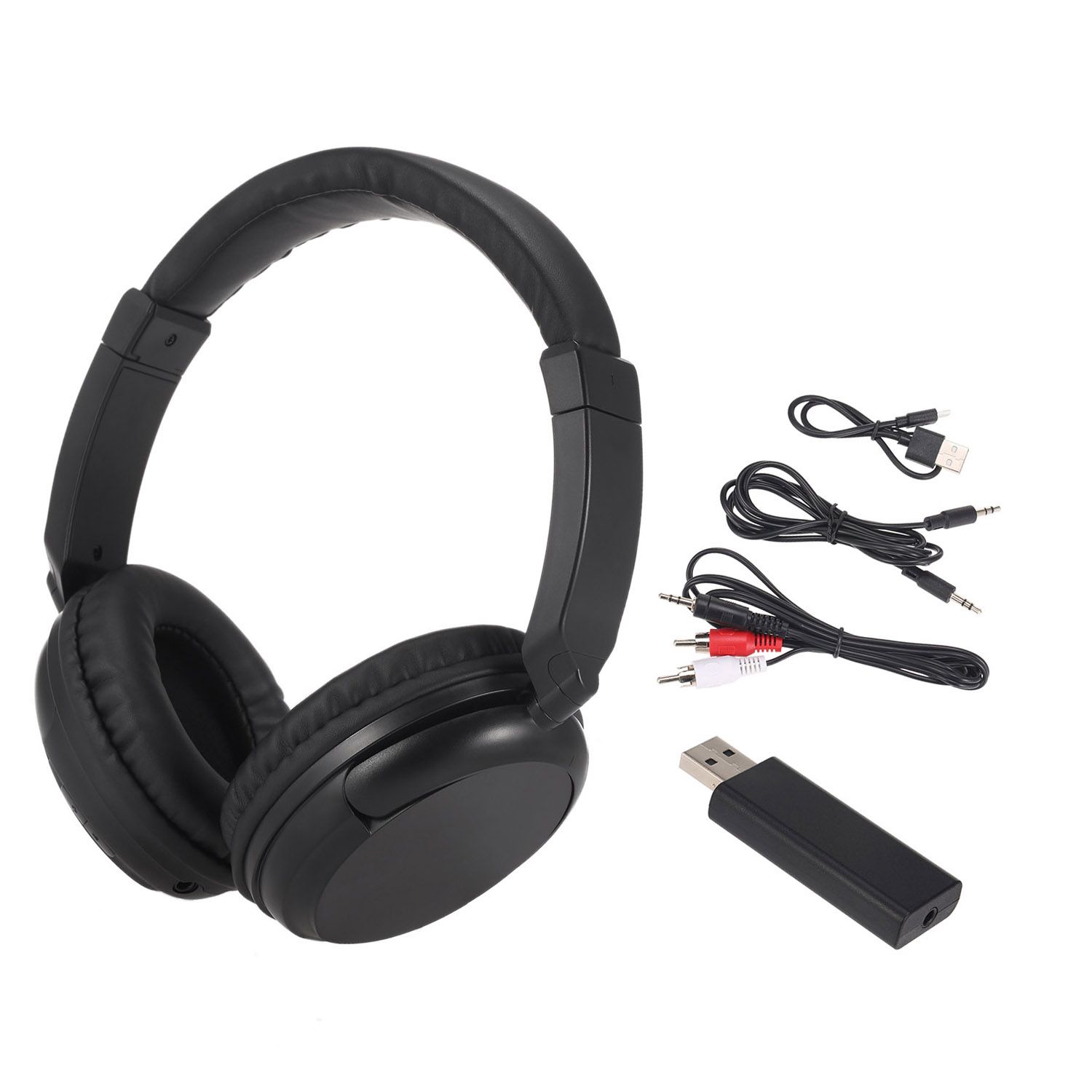 FM Wireless Headphones Over-Ear Music Earphones with Transmitter 3.5mm & RCA Wired Headset Support FM Radio for TV PC Phones MP3 Player