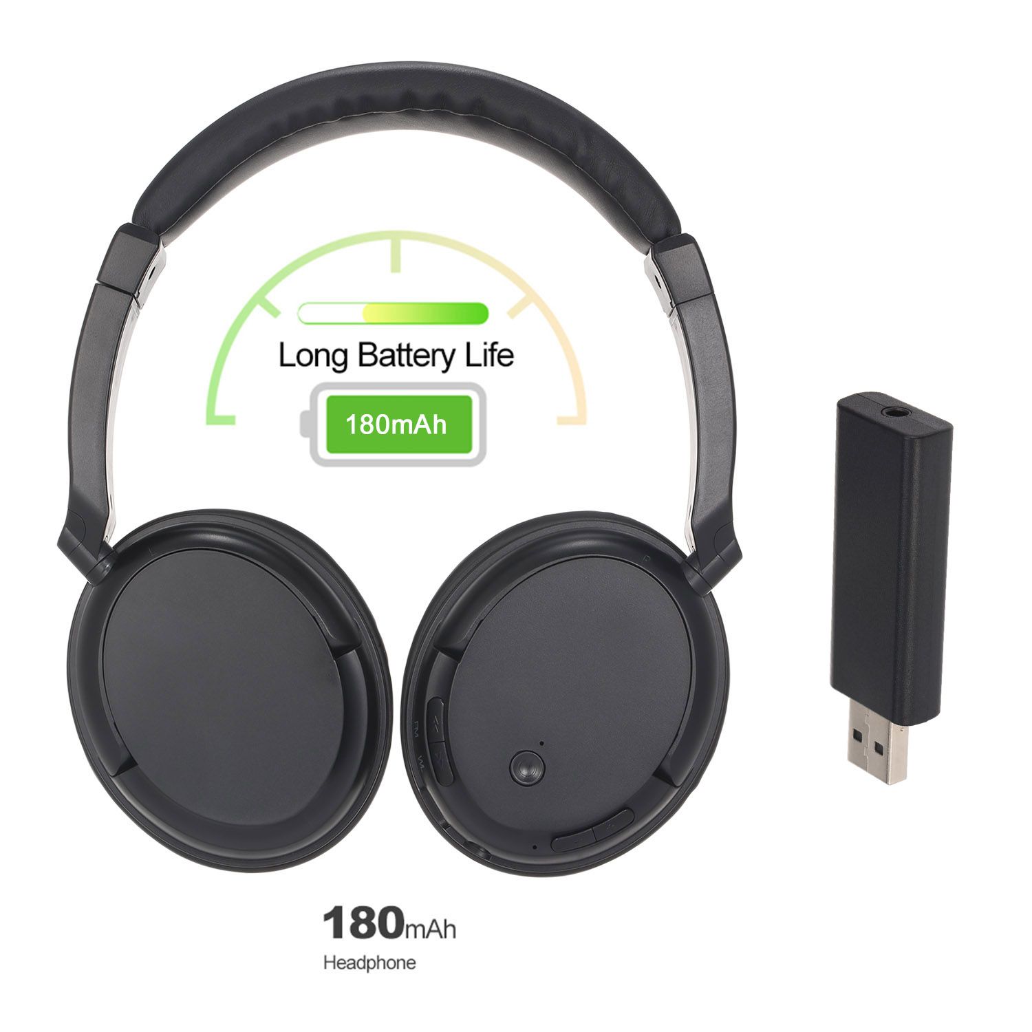 FM Wireless Headphones Over-Ear Music Earphones with Transmitter 3.5mm & RCA Wired Headset Support FM Radio for TV PC Phones MP3 Player