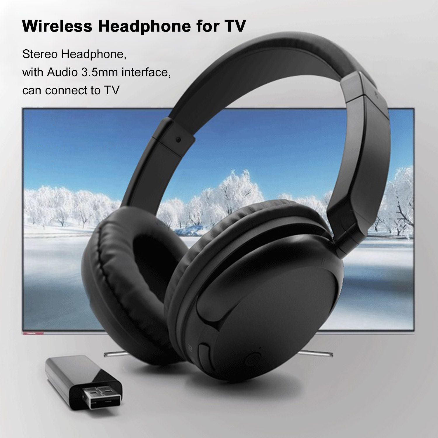 FM Wireless Headphones Over-Ear Music Earphones with Transmitter 3.5mm & RCA Wired Headset Support FM Radio for TV PC Phones MP3 Player