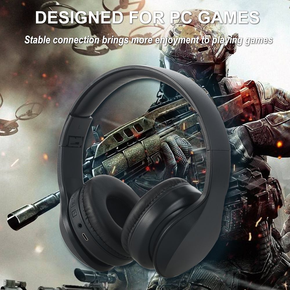 OY712 Bluetooth 5.0 Wireless Headphones Noise Cancelling Over Ear Gaming Headset AUX IN Foldable Ear Cups with Built-in Microphone for Travel Home Office