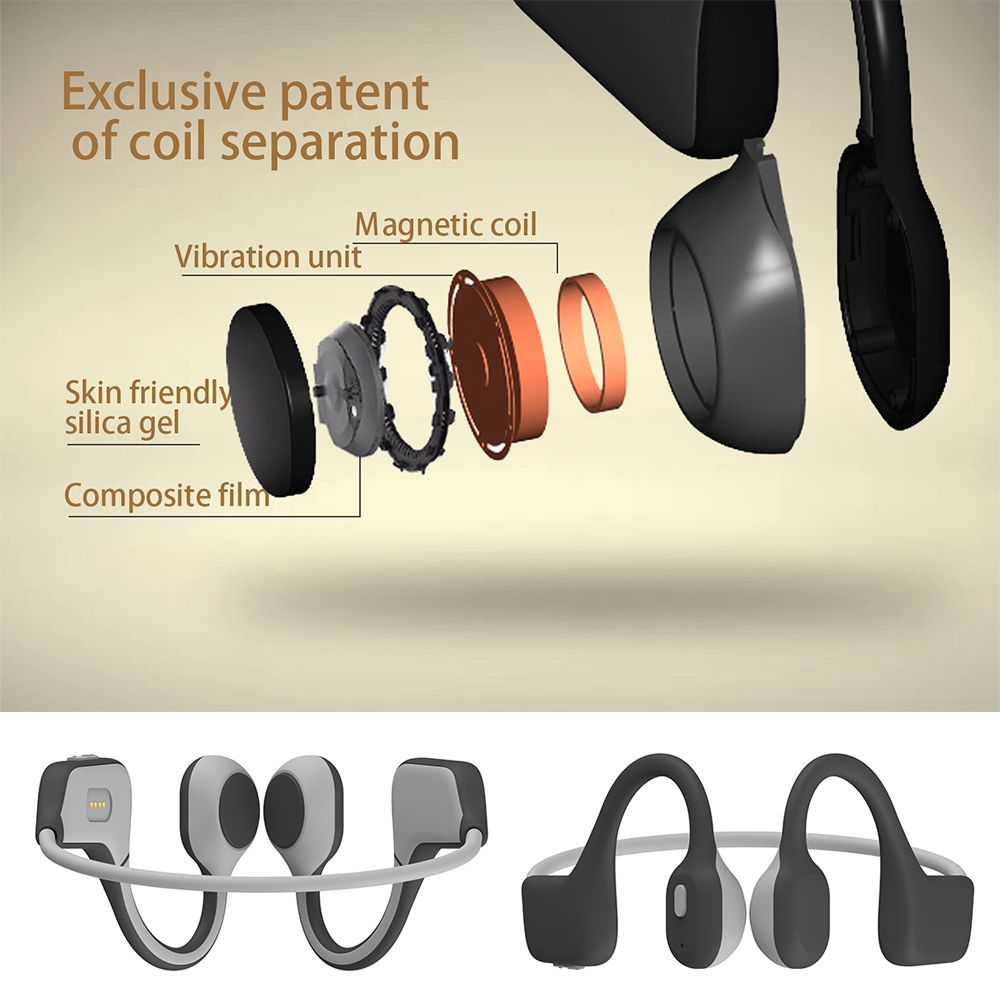 DG08 Wireless Bone Conduction Headphones Bluetooth Sweat Proof with Earbuds Outdoor Sports Headset USB Charging Earphone with Microphone for Driving Cycling Running Gym