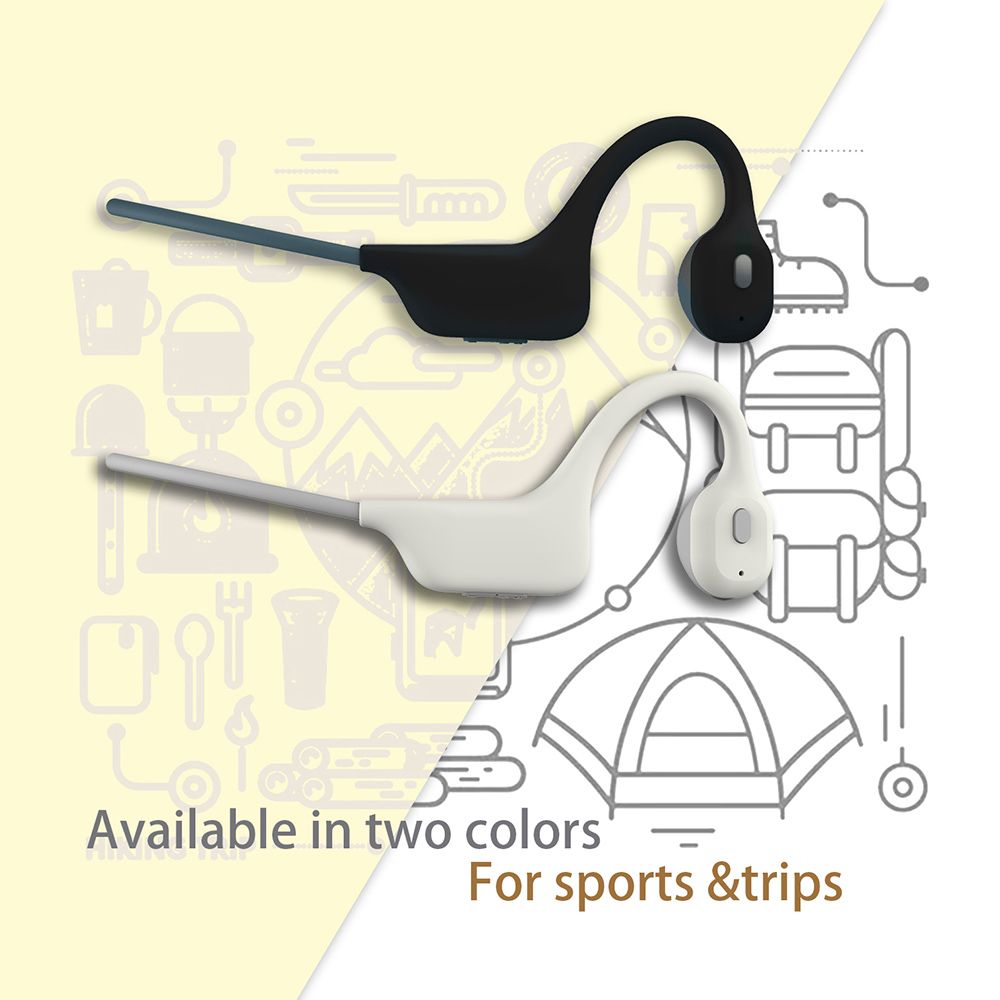DG08 Wireless Bone Conduction Headphones Bluetooth Sweat Proof with Earbuds Outdoor Sports Headset USB Charging Earphone with Microphone for Driving Cycling Running Gym