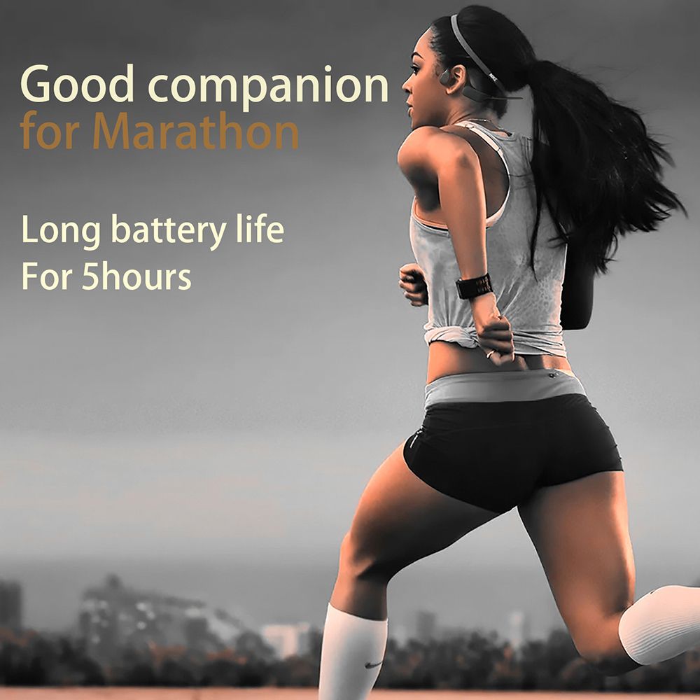 DG08 Wireless Bone Conduction Headphones Bluetooth Sweat Proof with Earbuds Outdoor Sports Headset USB Charging Earphone with Microphone for Driving Cycling Running Gym