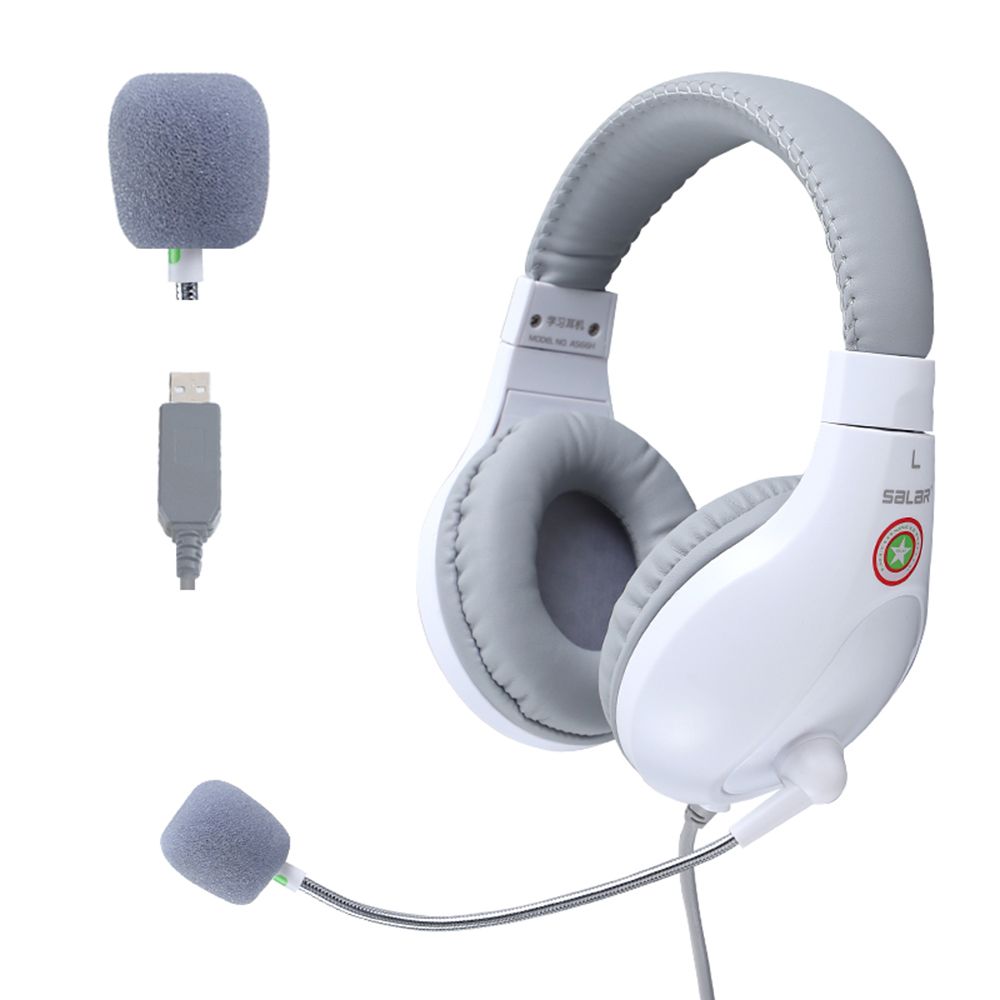 A566H Computer Wired Headphone Student Lightweight Noise Cancelling Headset with Microphone for Online Study Education Test