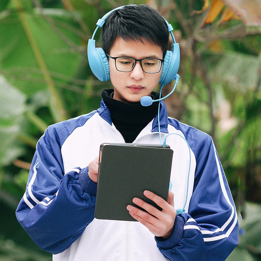 A566H Computer Wired Headphone Student Lightweight Noise Cancelling Headset with Microphone for Online Study Education Test