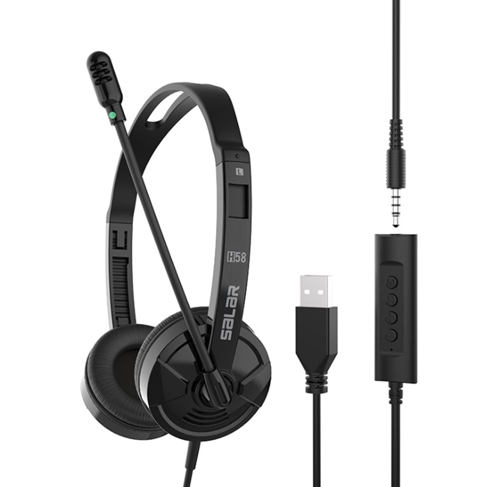 H58 Computer Wired Headphone Office Bussiness Lightweight Noise Cancelling Headset with Microphone