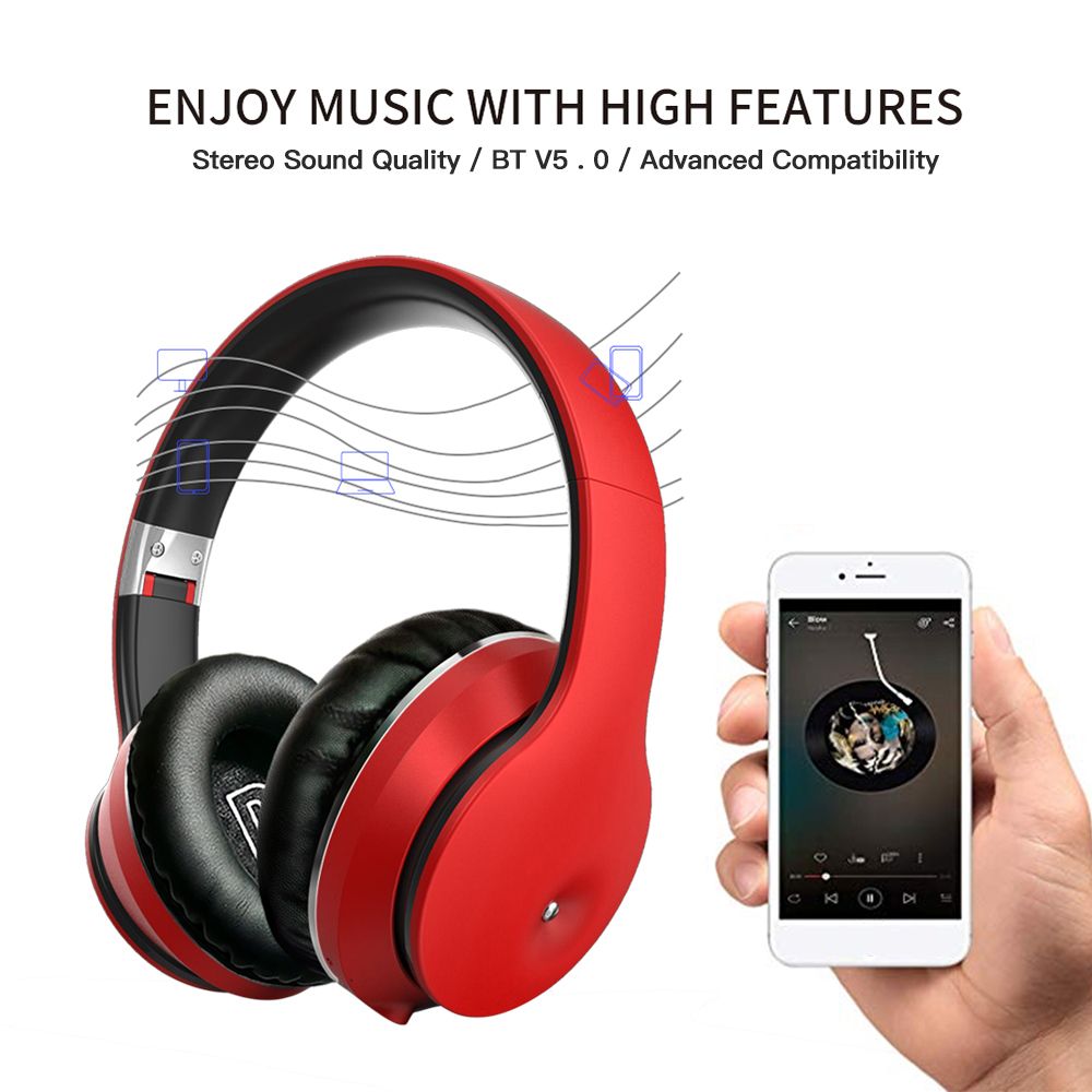 EL-B5 BT5.0 Wireless Headset Adjustable Headband Headset Stereo Sound Dual Microphones (Black & Silver)