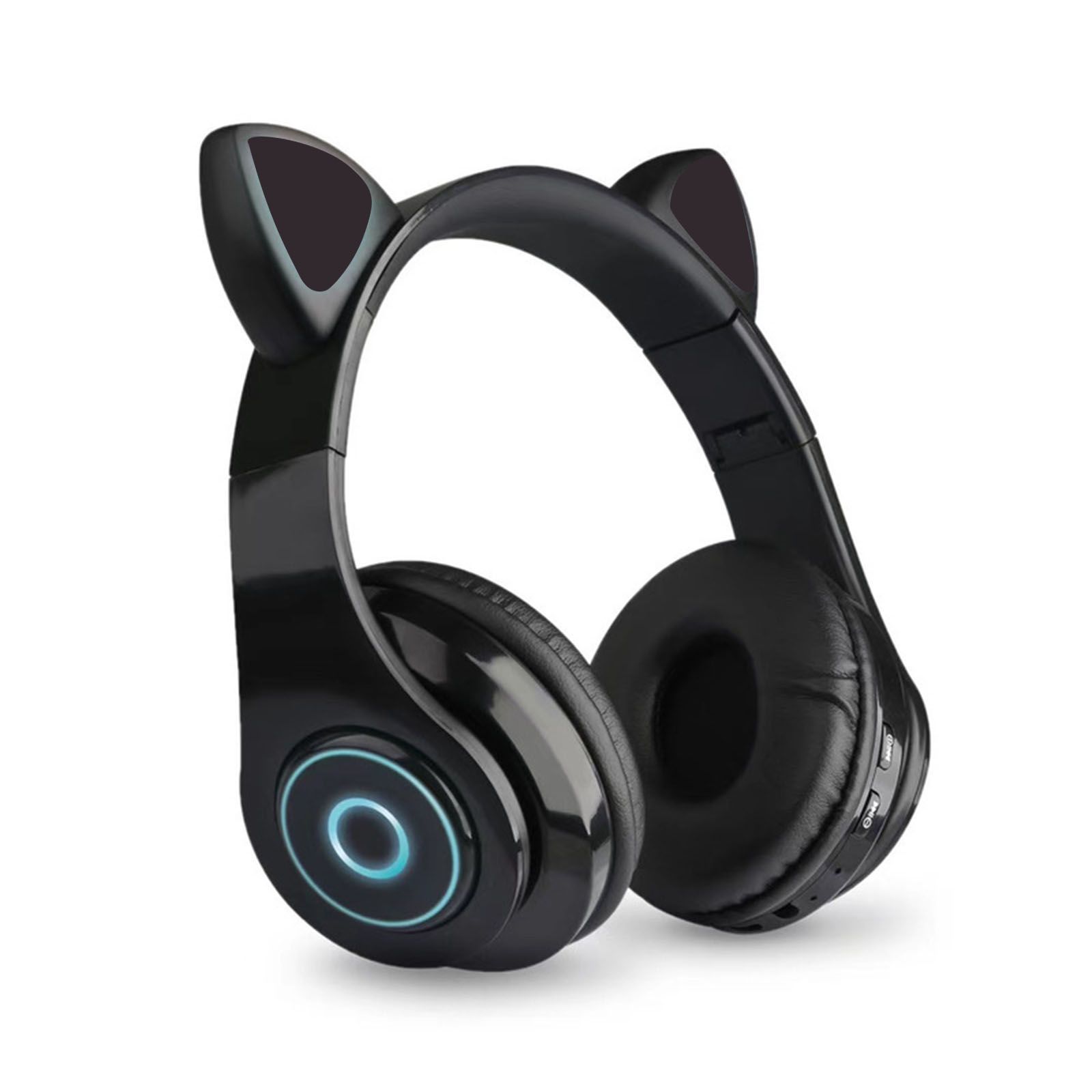 B39 Over Ear Music Headset Cat Ear Glowing Headphone Foldable Wireless BT5.0 Earphone Hands-free with Mic AUX IN TF Card MP3 Player for PC Laptop Computer Mobile Phone