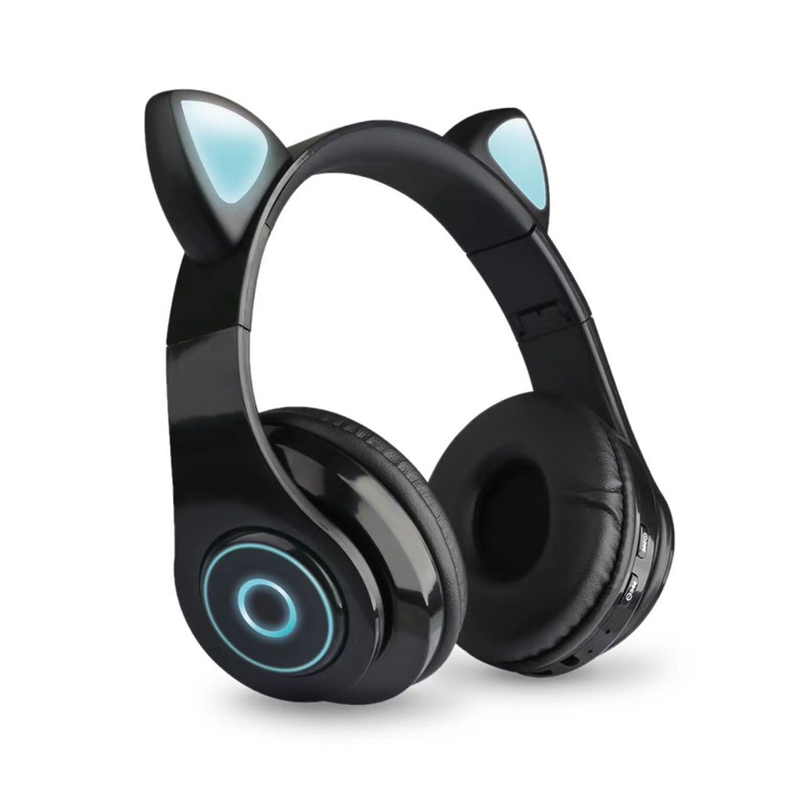 B39 Over Ear Music Headset Cat Ear Glowing Headphone Foldable Wireless BT5.0 Earphone Hands-free with Mic AUX IN TF Card MP3 Player for PC Laptop Computer Mobile Phone