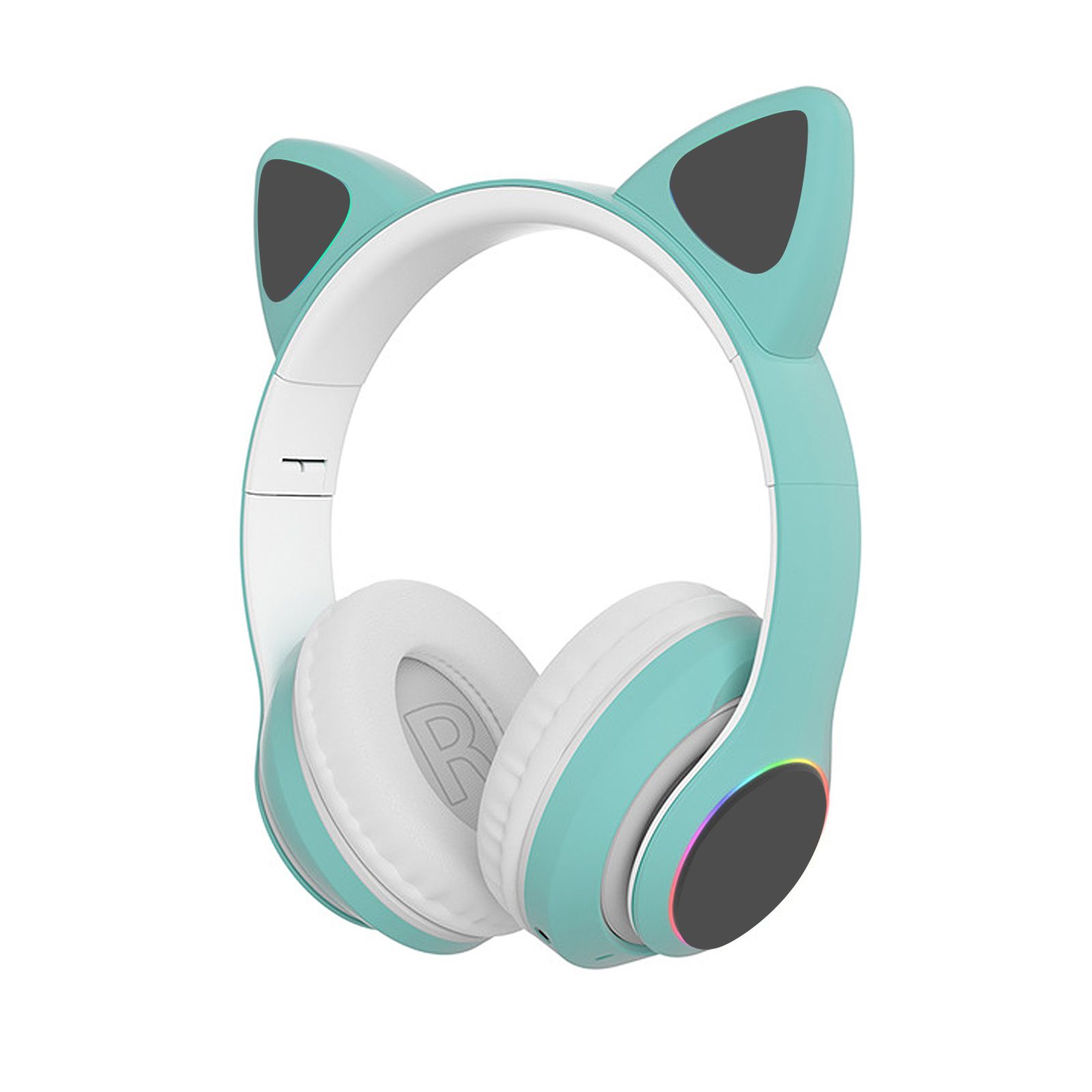 STN-28 Over Ear Music Headset Glowing Cat Ear Headphones Foldable Wireless BT5.0 Earphone with Mic AUX IN TF Card MP3 Player Colorful LED Lights for PC Laptop Computer Mobile Phone