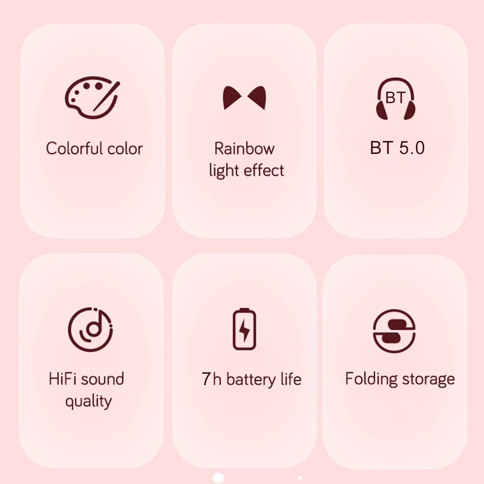 STN-28 Over Ear Music Headset Glowing Cat Ear Headphones Foldable Wireless BT5.0 Earphone with Mic AUX IN TF Card MP3 Player Colorful LED Lights for PC Laptop Computer Mobile Phone