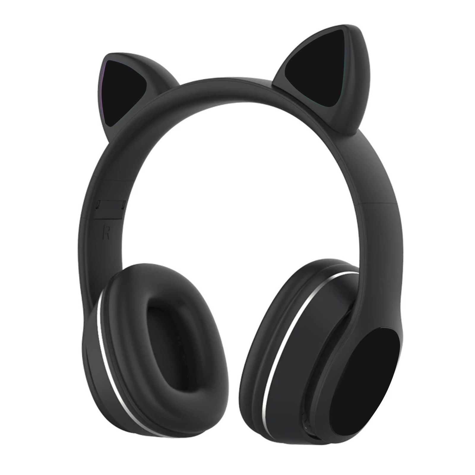 L400 Over Ear Music Headset Glowing Cat Ear Headphones 7 Color Breathing Lights Foldable Wireless BT5.0 Earphone with Mic AUX IN TF Card MP3 Player for PC Laptop Computer Mobile Phone