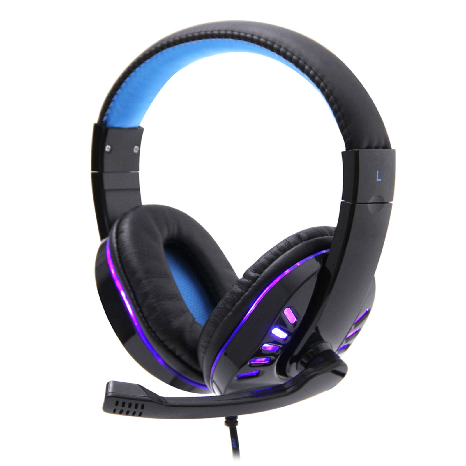 SY755MV Luminous Game Headphone Over-ear Gaming Headset with Microphone PC Gamer 3.5mm Headphones Noise Cancelling Compatible with PS4 Xbox Laptop Computer