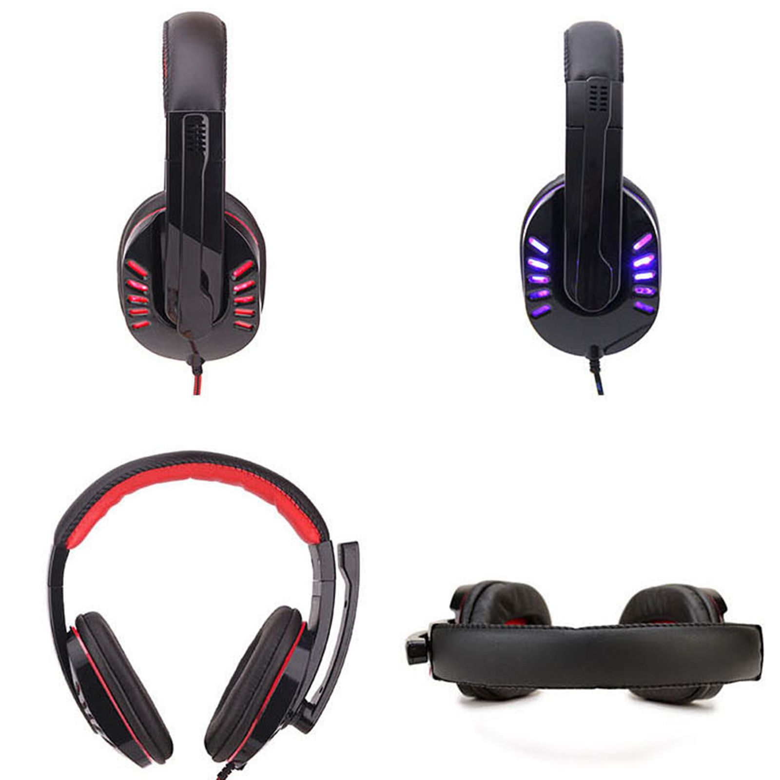 SY755MV Luminous Game Headphone Over-ear Gaming Headset with Microphone PC Gamer 3.5mm Headphones Noise Cancelling Compatible with PS4 Xbox Laptop Computer