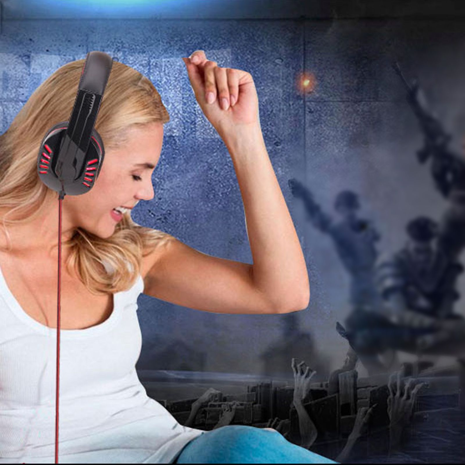 SY755MV Luminous Game Headphone Over-ear Gaming Headset with Microphone PC Gamer 3.5mm Headphones Noise Cancelling Compatible with PS4 Xbox Laptop Computer