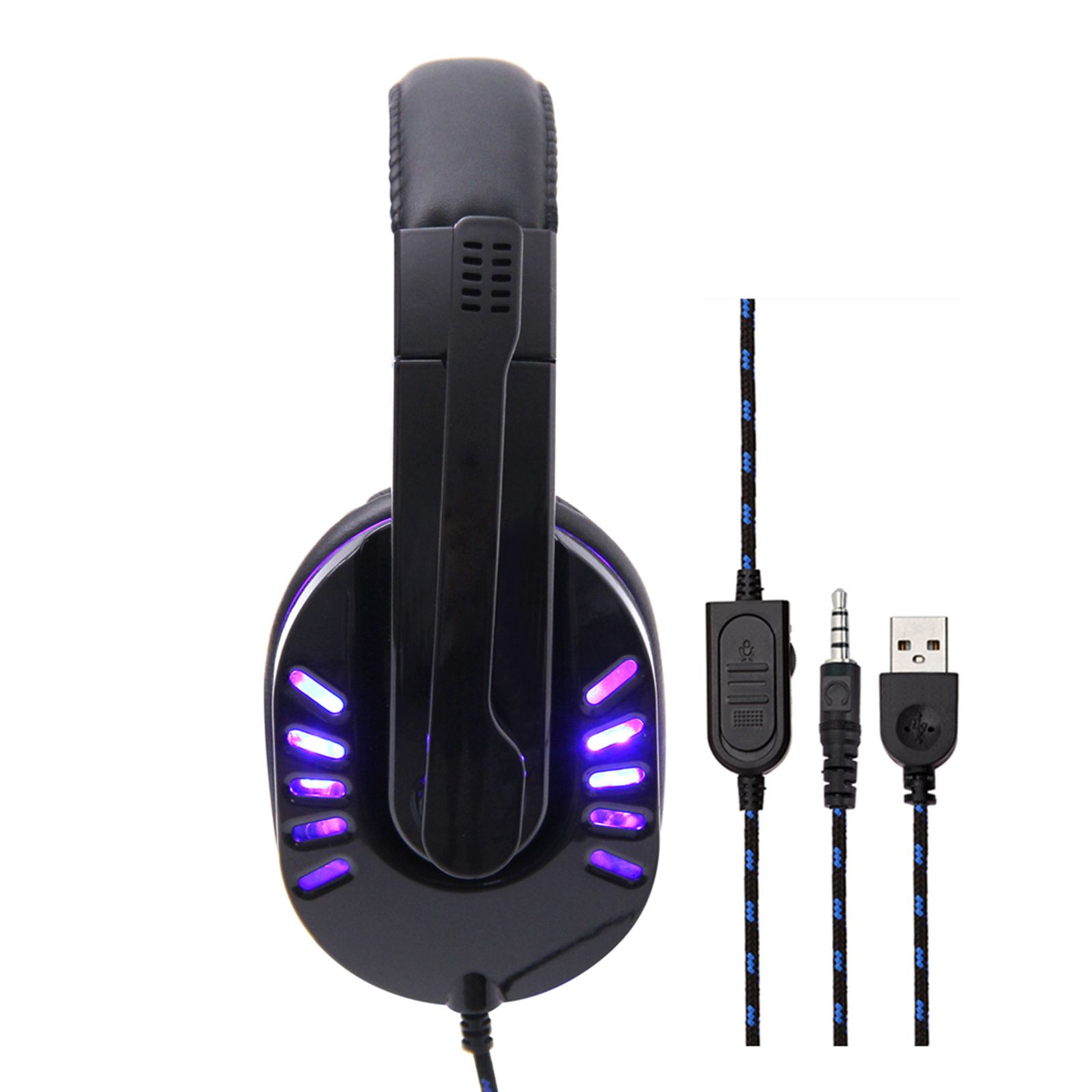 SY755MV Luminous Game Headphone Over-ear Gaming Headset with Microphone PC Gamer 3.5mm Headphones Noise Cancelling Compatible with PS4 Xbox Laptop Computer
