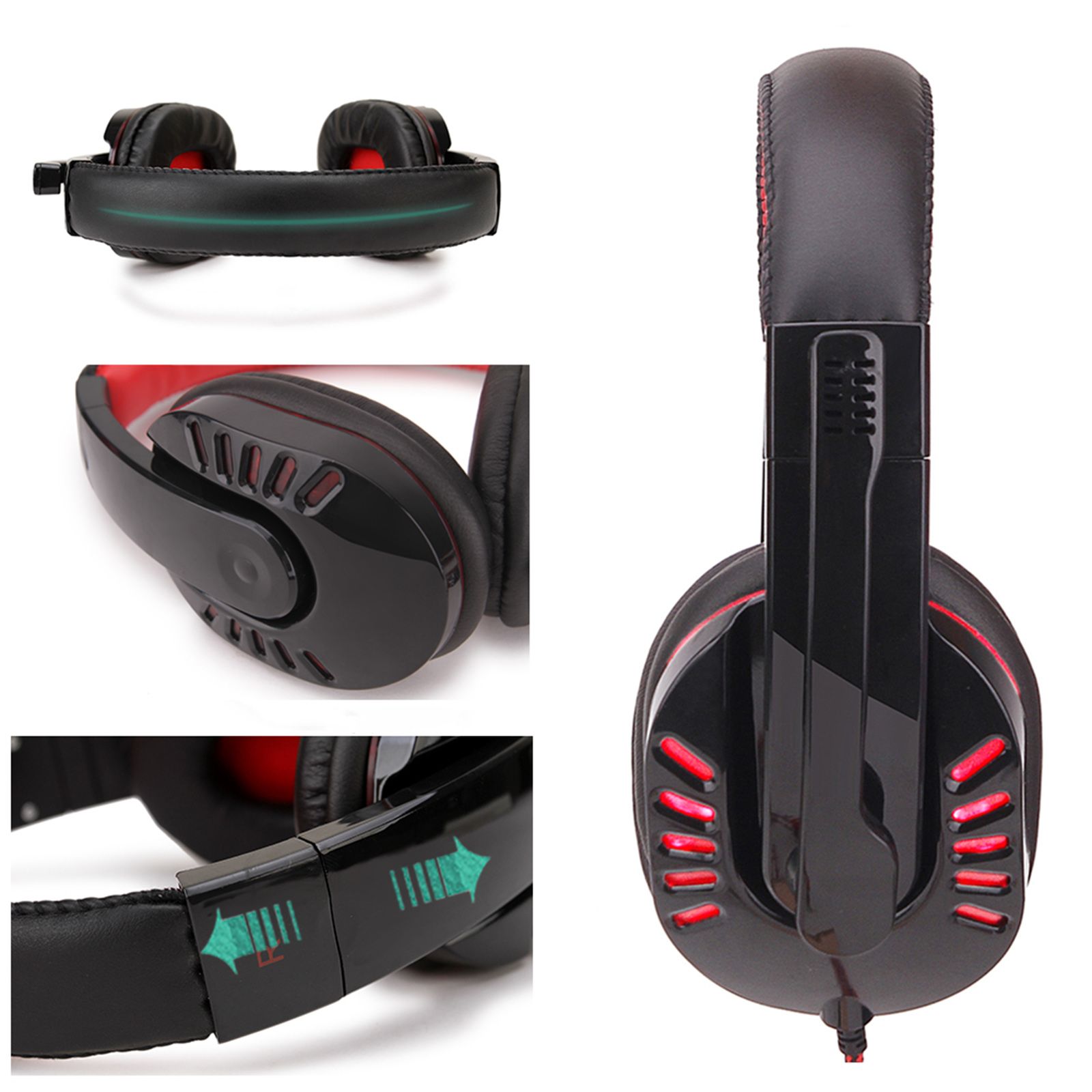 SY755MV Luminous Game Headphone Over-ear Gaming Headset with Microphone PC Gamer 3.5mm Headphones Noise Cancelling Compatible with PS4 Xbox Laptop Computer