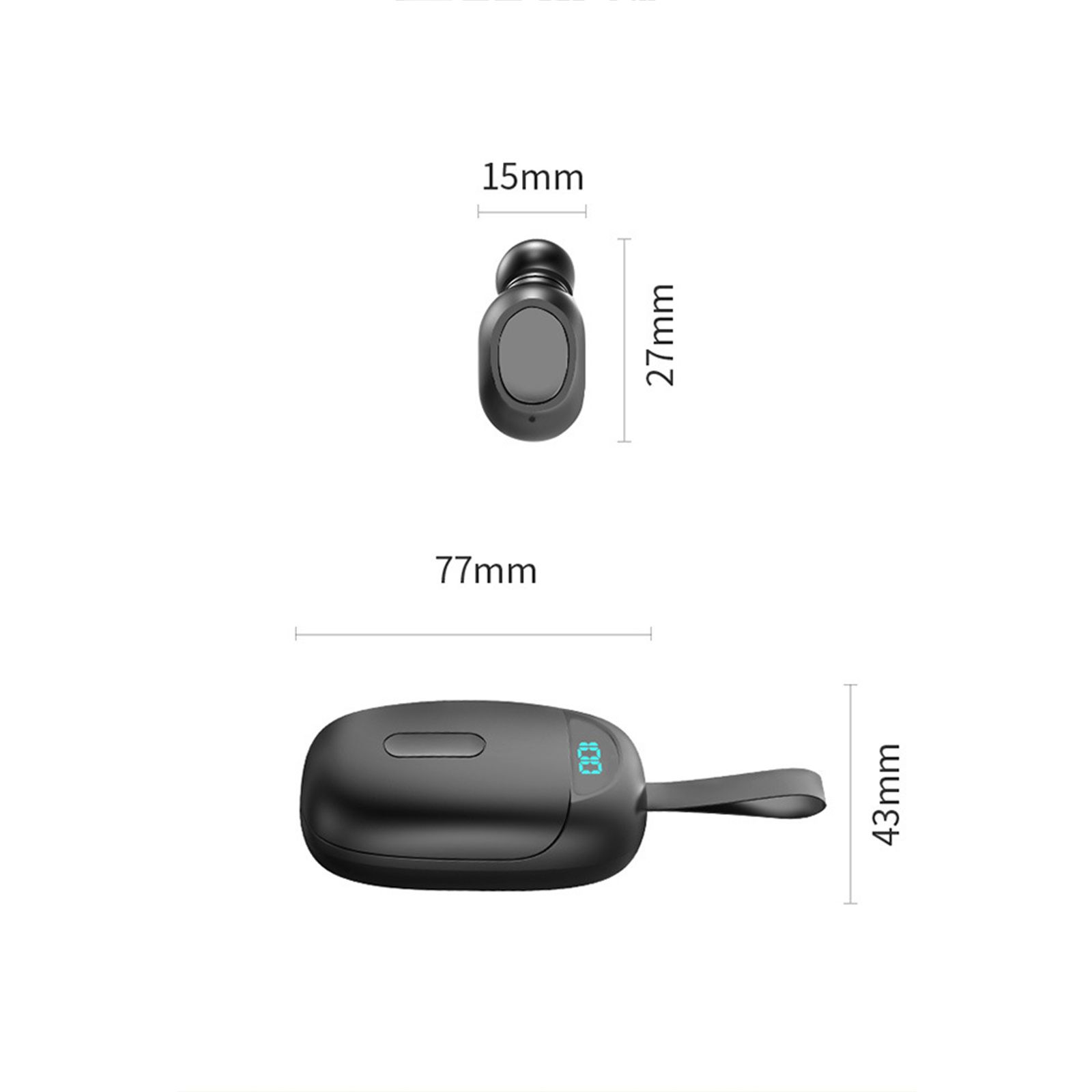 LB60 Bluetooth 5.0 Wireless Headphones In-ear Earbuds with Mic LED Display Waterproof Earphones Sports Headsets for Phone