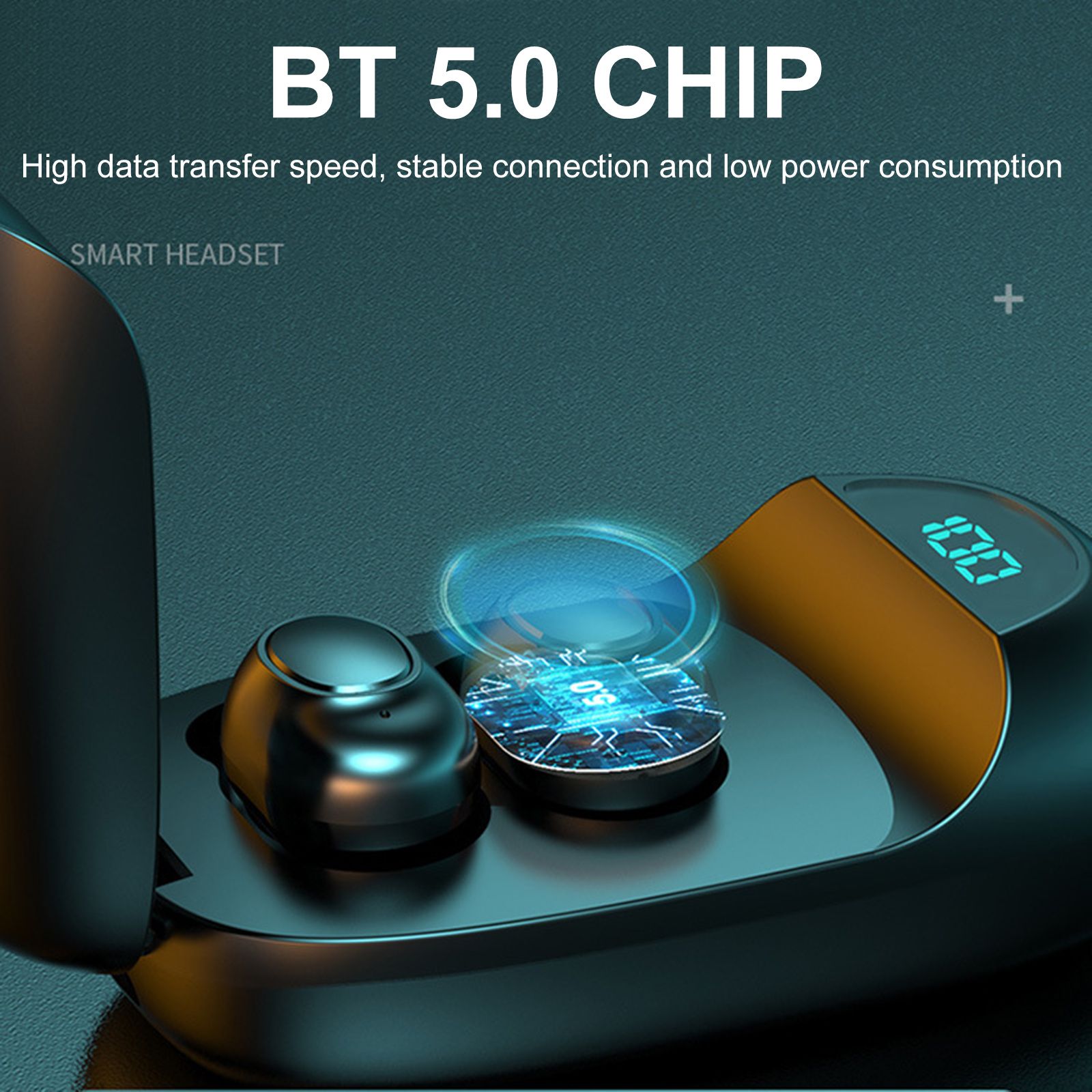 LB60 Bluetooth 5.0 Wireless Headphones In-ear Earbuds with Mic LED Display Waterproof Earphones Sports Headsets for Phone