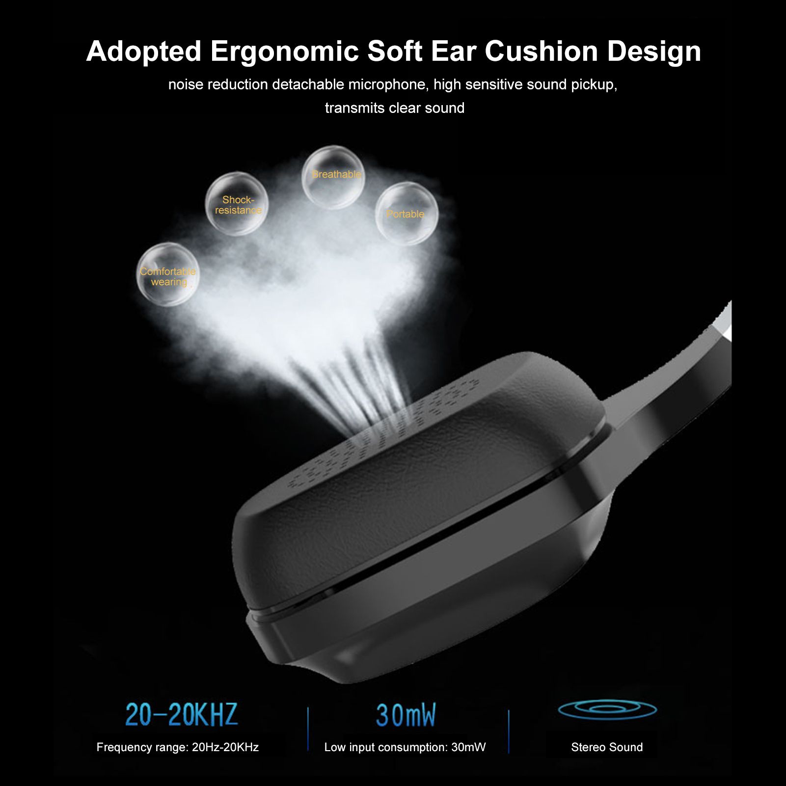 Gaming Headset Earphone Earbud Noise Reduction Stereo Headphone BT5.0 Connection Connecting 3.5mm Port Wired Earphone Volume Adjustable USB Chargeing Port Powered Operated Built-in 300mAh High Capacity Rechargeable Cell for Computer Laptop E-sports Porta