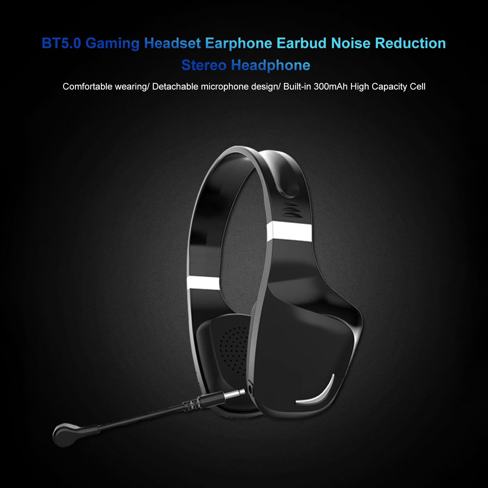 Gaming Headset Earphone Earbud Noise Reduction Stereo Headphone BT5.0 Connection Connecting 3.5mm Port Wired Earphone Volume Adjustable USB Chargeing Port Powered Operated Built-in 300mAh High Capacity Rechargeable Cell for Computer Laptop E-sports Porta