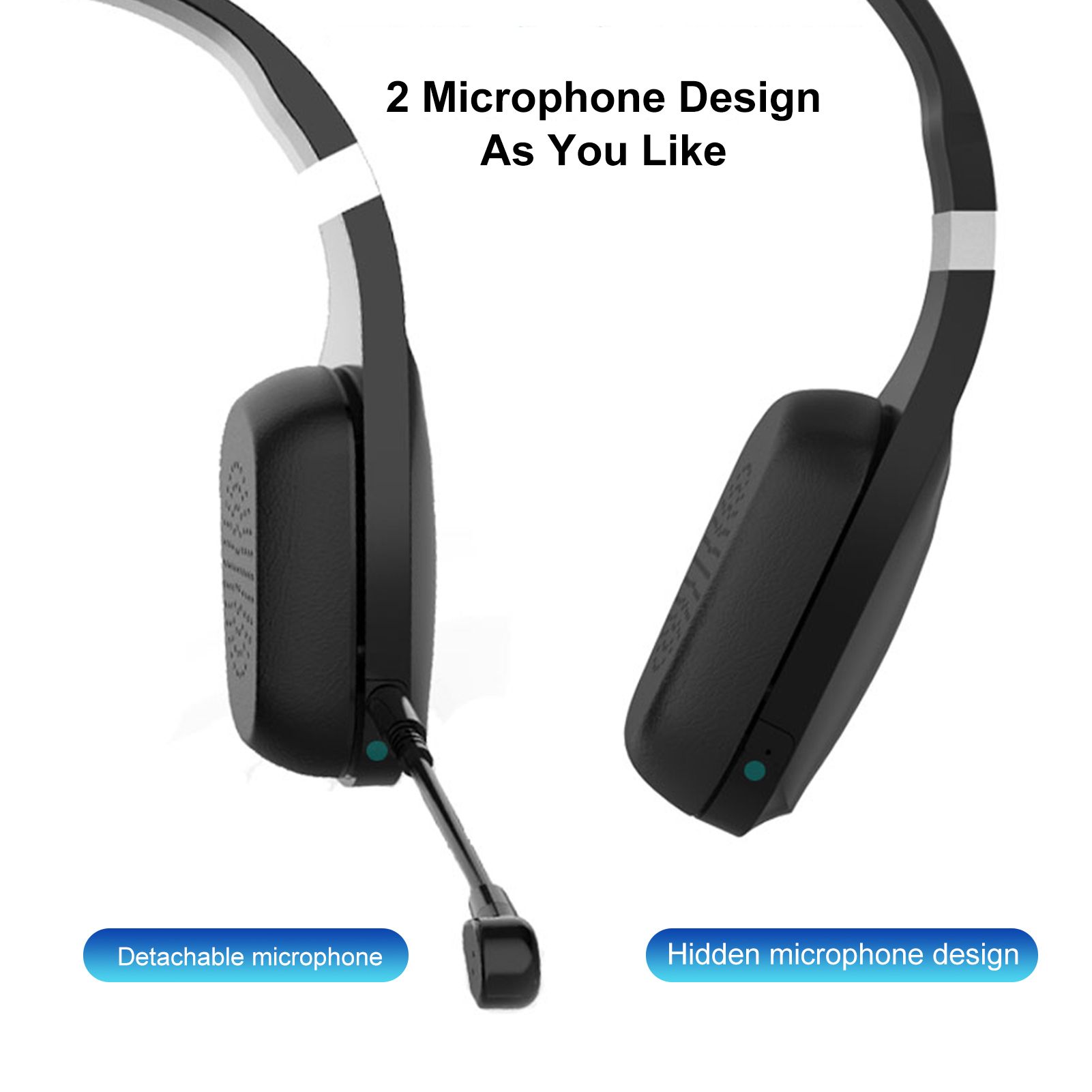 Gaming Headset Earphone Earbud Noise Reduction Stereo Headphone BT5.0 Connection Connecting 3.5mm Port Wired Earphone Volume Adjustable USB Chargeing Port Powered Operated Built-in 300mAh High Capacity Rechargeable Cell for Computer Laptop E-sports Porta