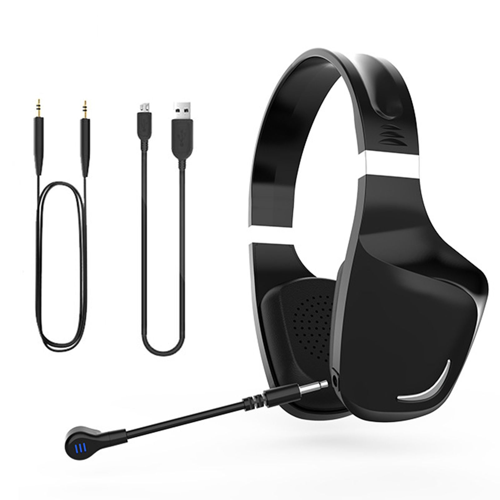 Gaming Headset Earphone Earbud Noise Reduction Stereo Headphone BT5.0 Connection Connecting 3.5mm Port Wired Earphone Volume Adjustable USB Chargeing Port Powered Operated Built-in 300mAh High Capacity Rechargeable Cell for Computer Laptop E-sports Porta