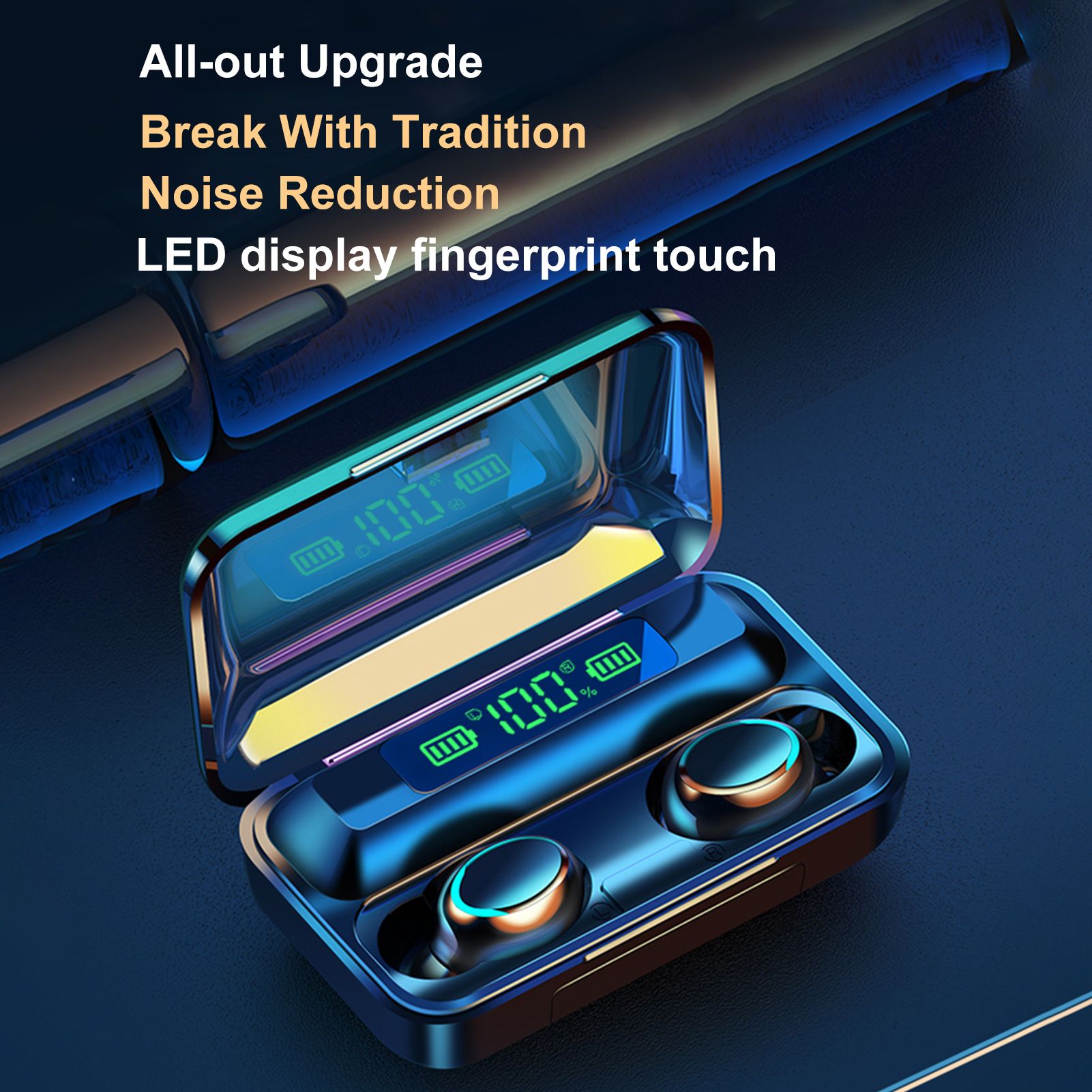 5.1 BT Connected Headset Headphone Earphone Earmuff LEDs Sensitive Touching Binaural Speaker Built-in 1500mAh High Capacity Rechargeable Batterys Storage Box Mini Portable