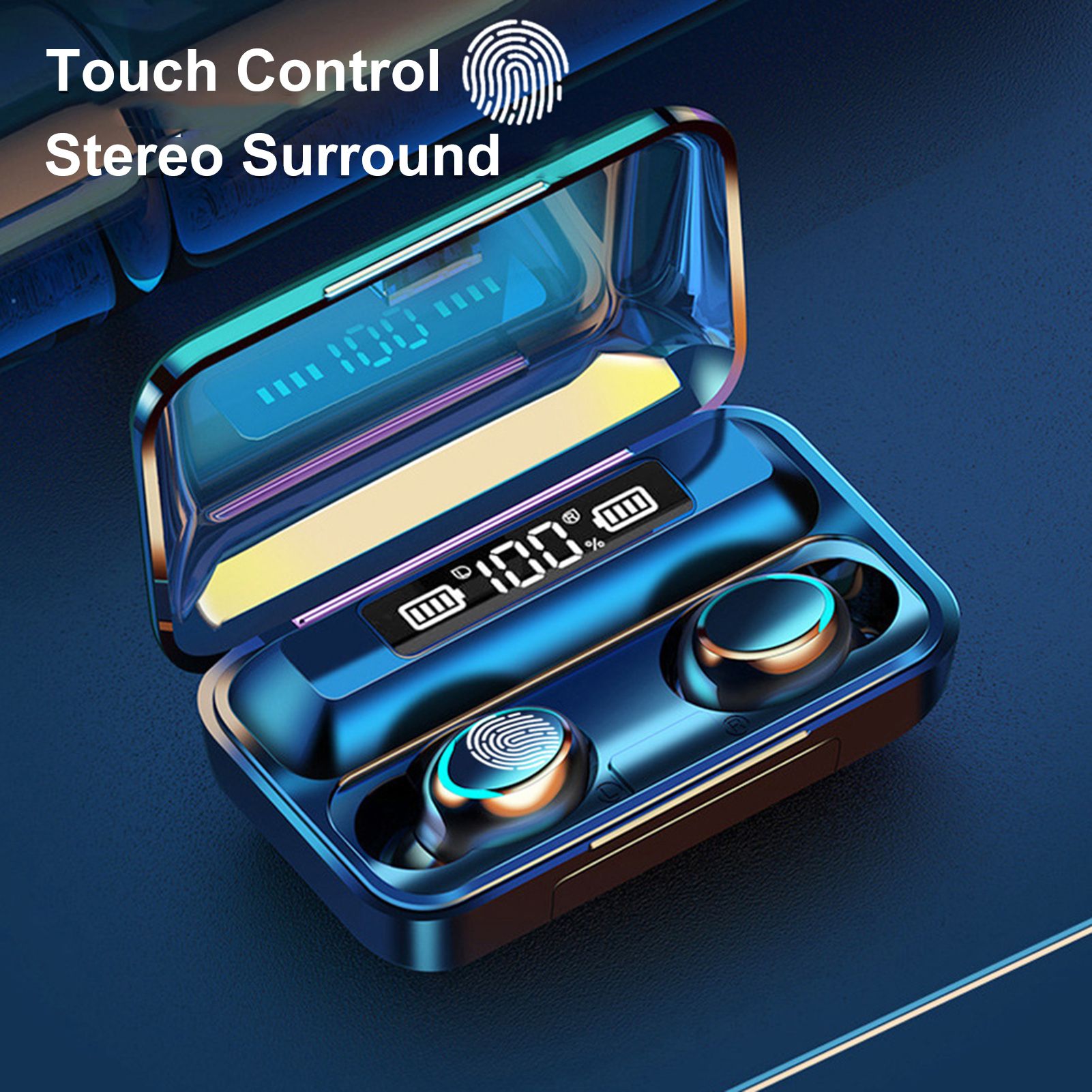 5.1 BT Connected Headset Headphone Earphone Earmuff LEDs Sensitive Touching Binaural Speaker Built-in 1500mAh High Capacity Rechargeable Batterys Storage Box Mini Portable