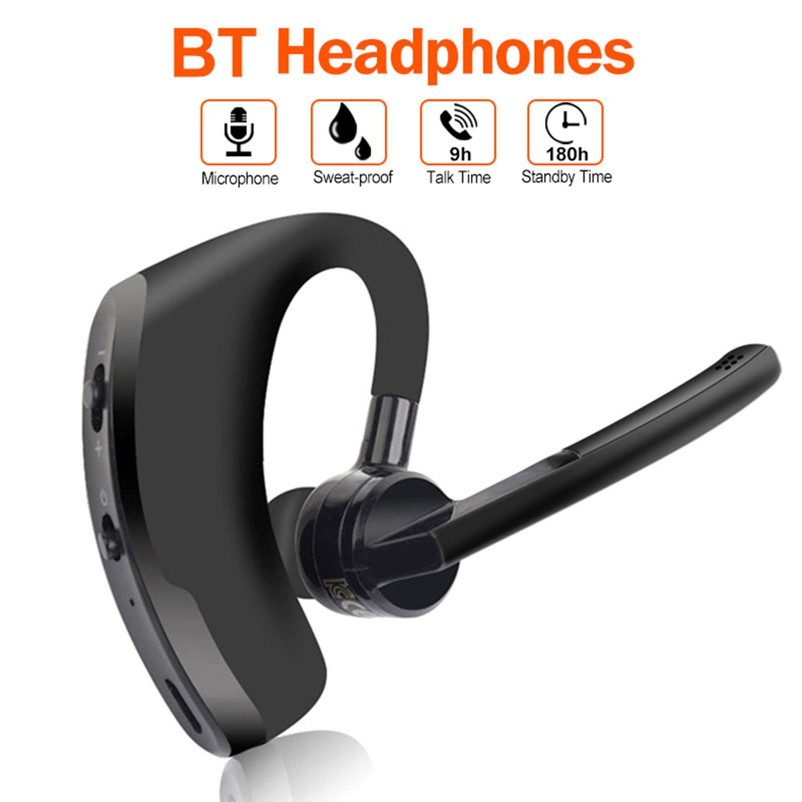 V8 Single Ear BT4.1 Headset 270 Degrees Rotation Handsfree Calls Number Broadcast Long-lasting Battery Life