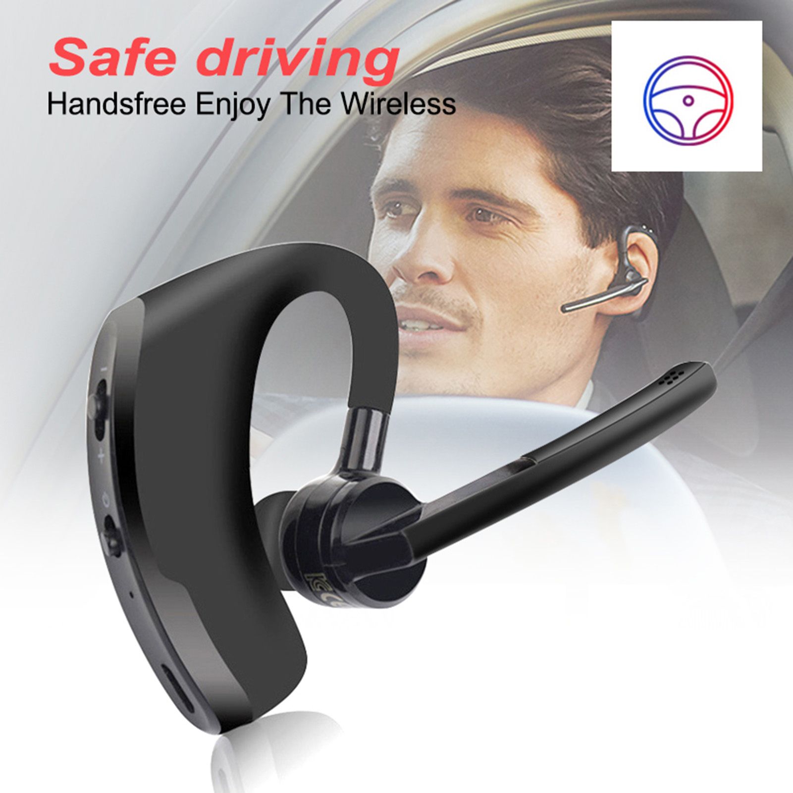 V8 Single Ear BT4.1 Headset 270 Degrees Rotation Handsfree Calls Number Broadcast Long-lasting Battery Life