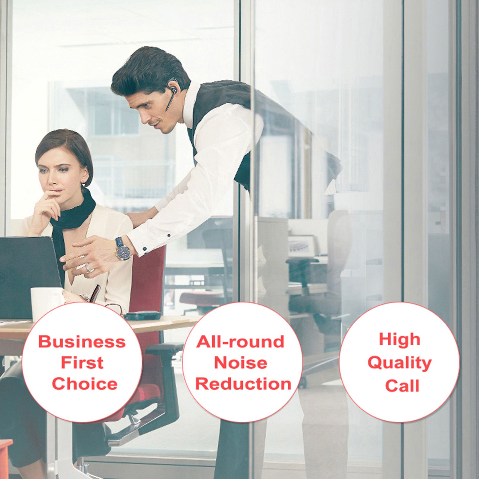 V8 Single Ear BT4.1 Headset 270 Degrees Rotation Handsfree Calls Number Broadcast Long-lasting Battery Life