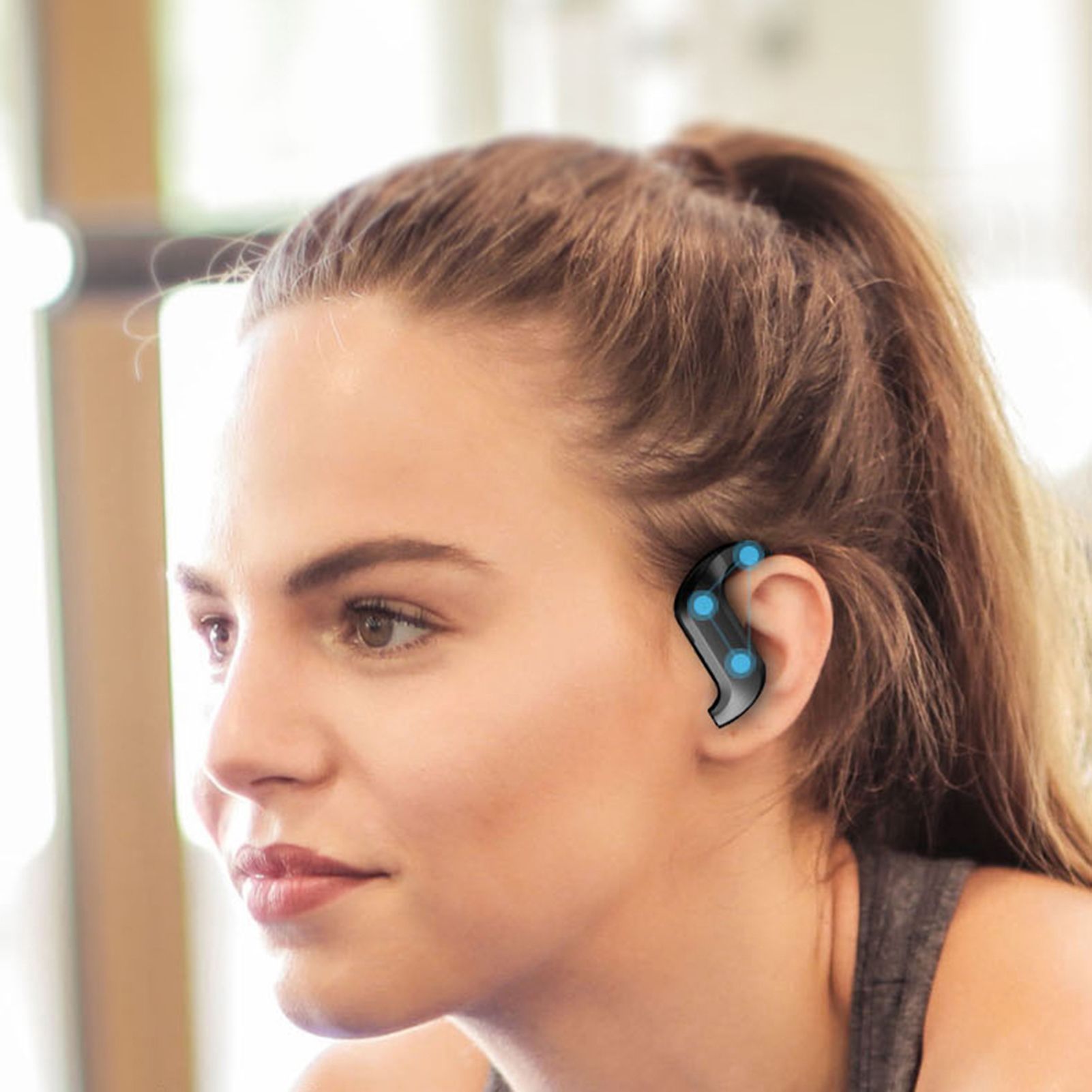 MD03 BT5.0 Wireless Headphones Ear Hook Touch Control IPX5 Waterproof Electric Quantity Display