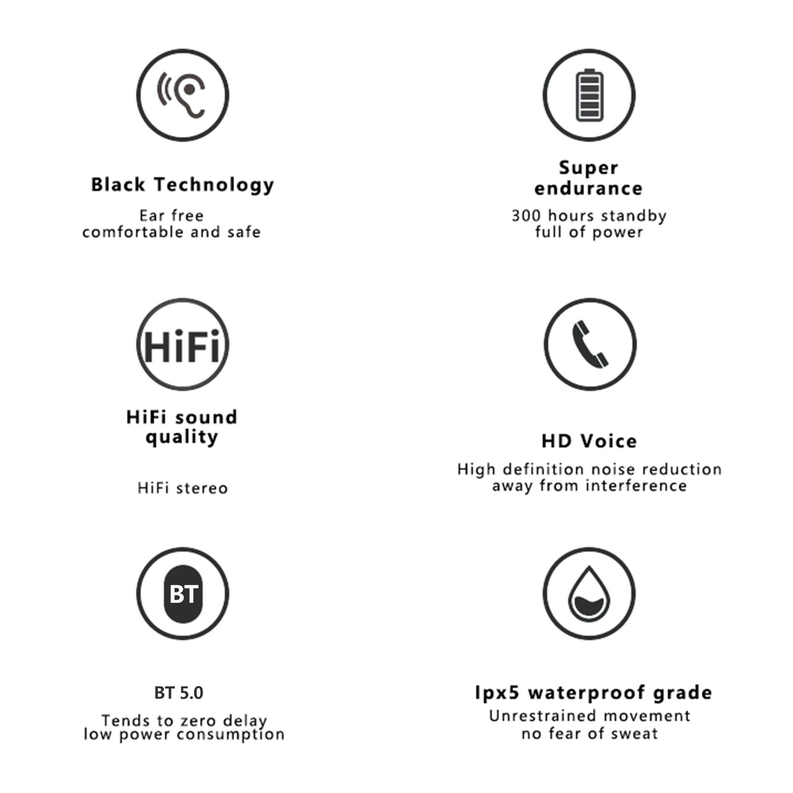 MD04 BT5.0 Headset Painless Wear Noise Reduction Clear Calls IPX5 Waterproof Sports Headset