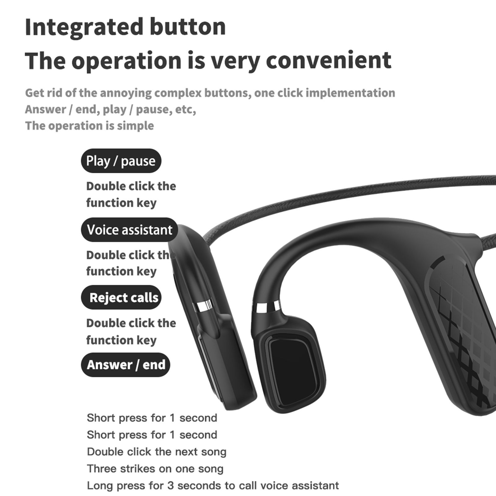 MD04 BT5.0 Headset Painless Wear Noise Reduction Clear Calls IPX5 Waterproof Sports Headset
