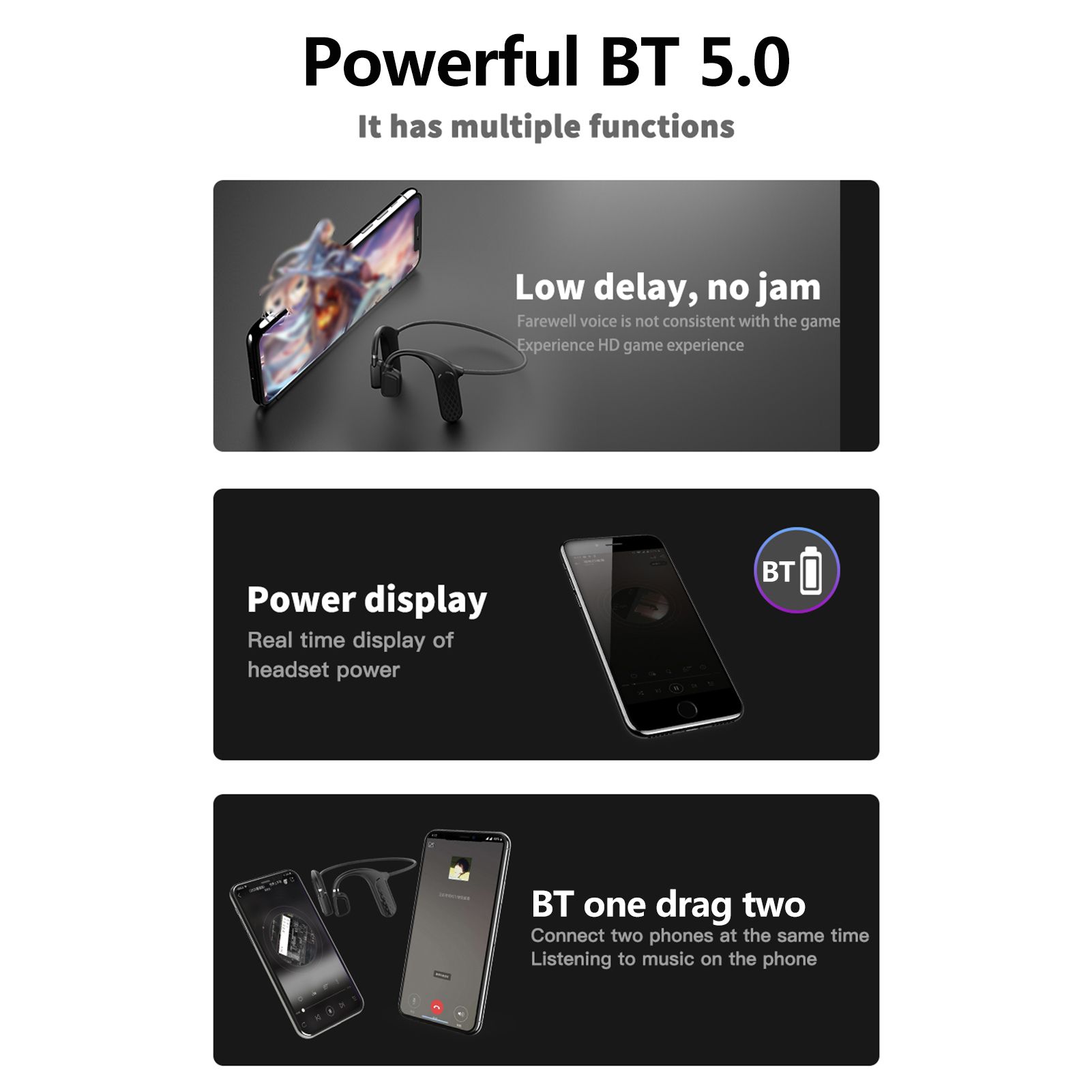 MD04 BT5.0 Headset Painless Wear Noise Reduction Clear Calls IPX5 Waterproof Sports Headset