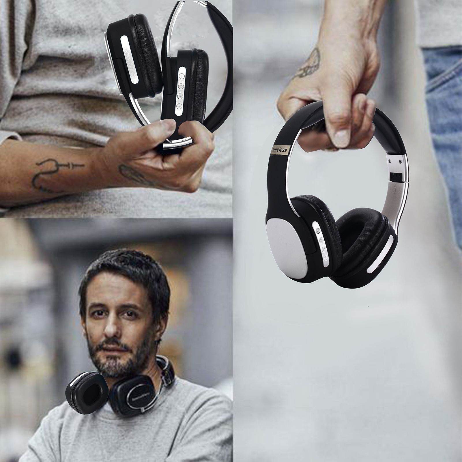 MH3 Head-mounted BT5.0 Wireless Headset with Microphone HiFi Stereo Sound Button Operation