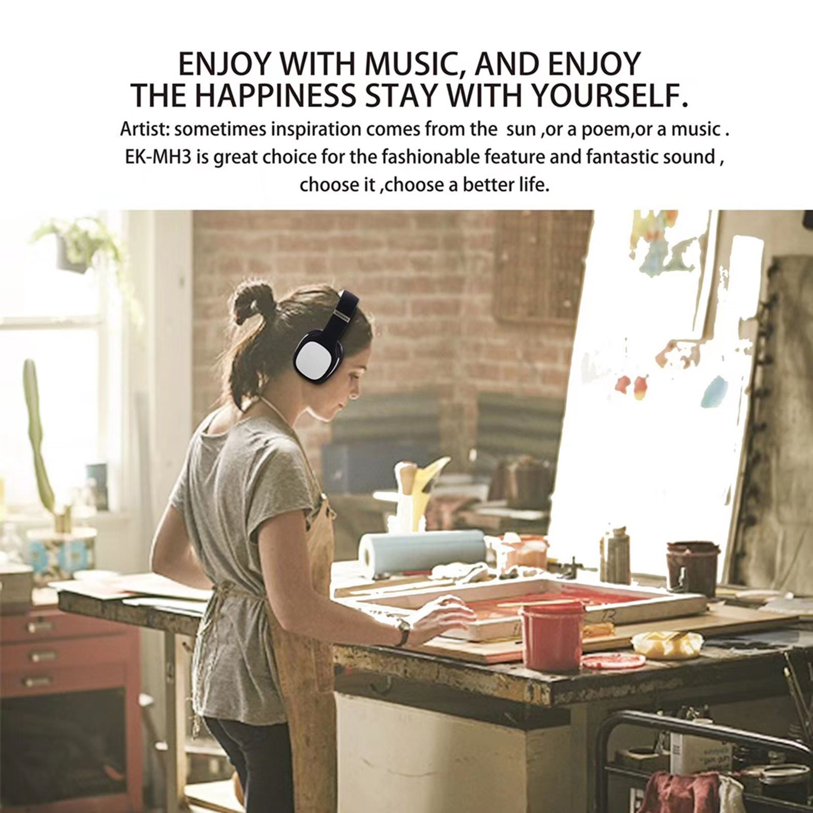 MH3 Head-mounted BT5.0 Wireless Headset with Microphone HiFi Stereo Sound Button Operation