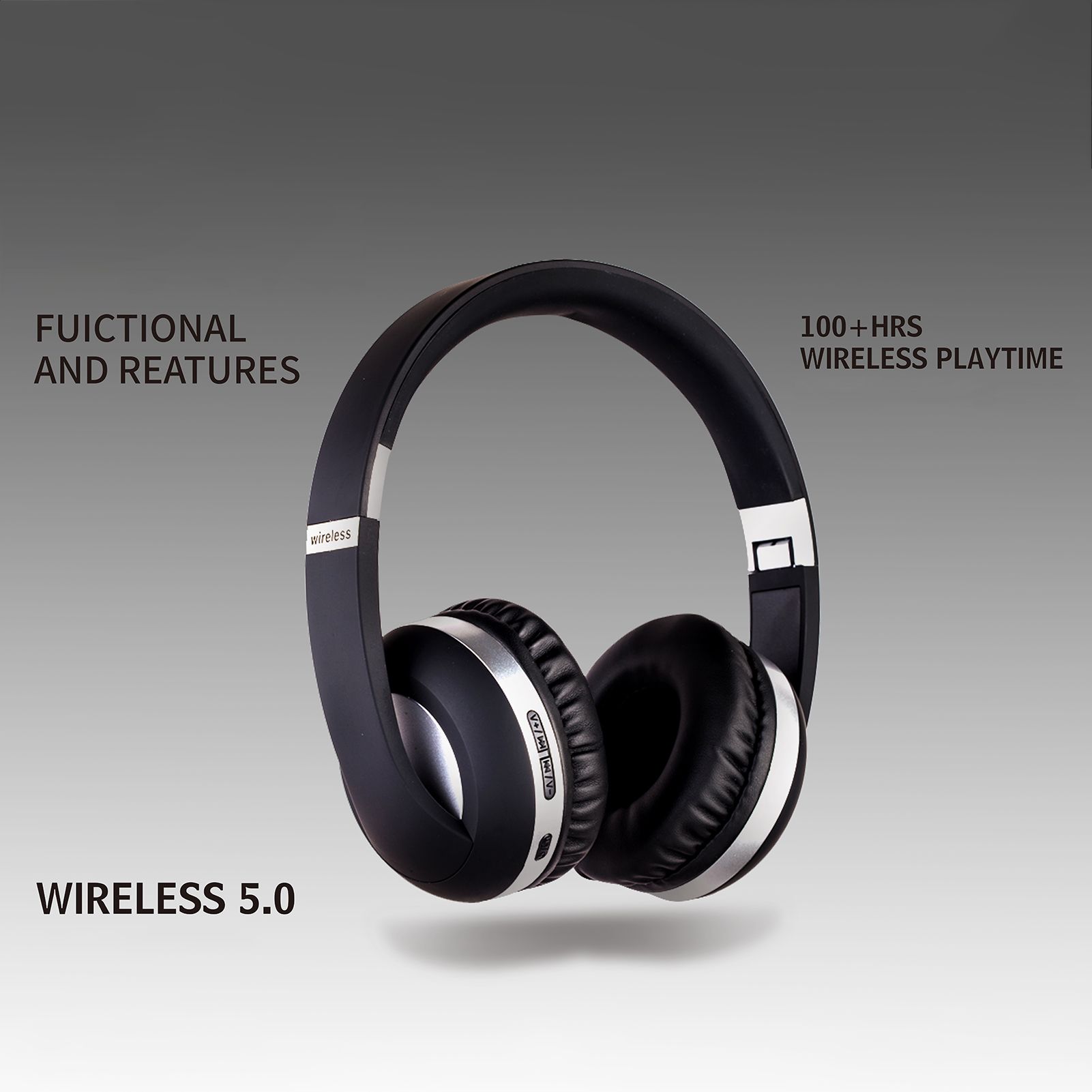 MH4 Head-mounted BT5.0 Wireless Headset with Microphone HiFi Stereo Sound Button Operation FM Function