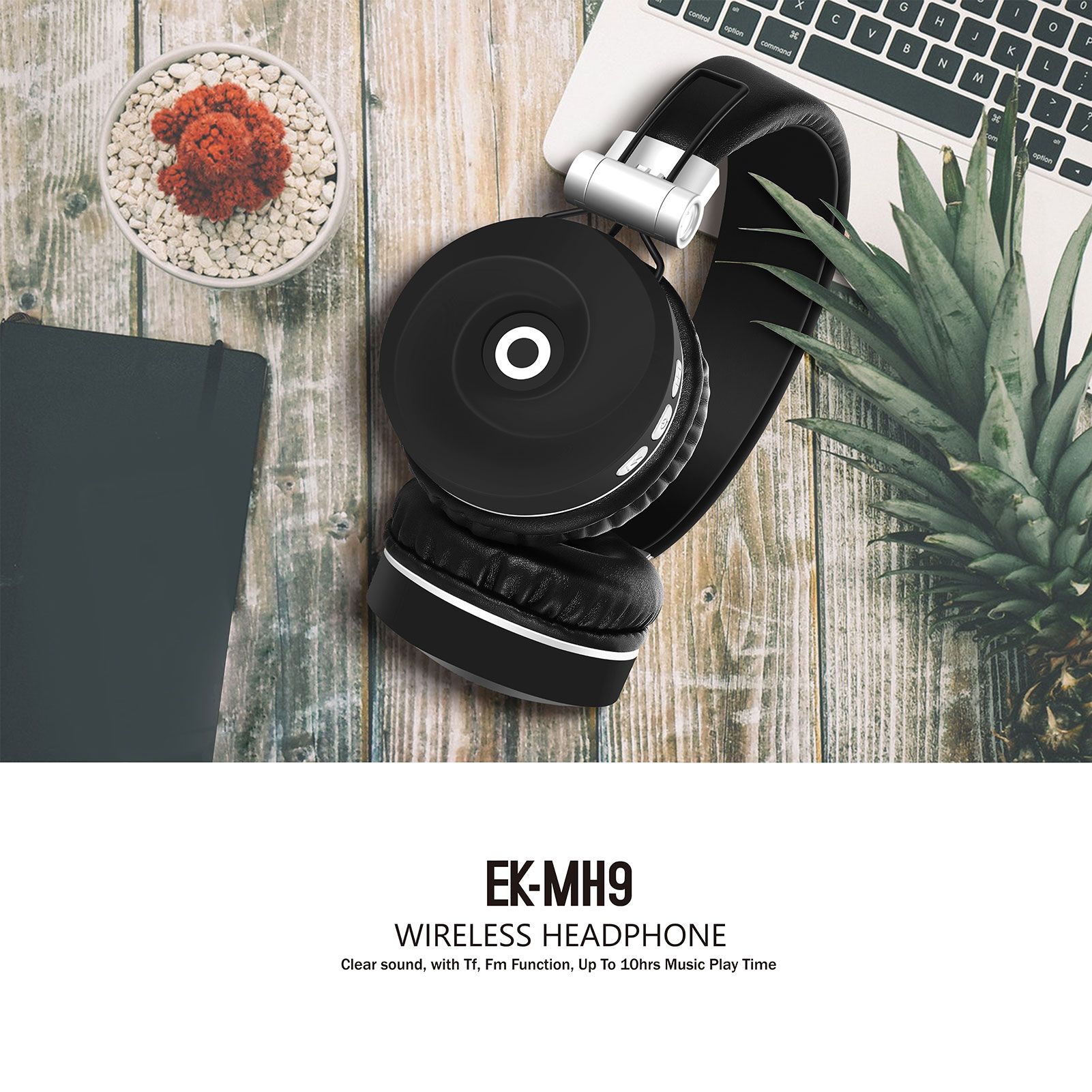 MH9 Head-mounted BT5.0 Wireless Headset Foldable Stereo Sound Button Operation with TF FM Function