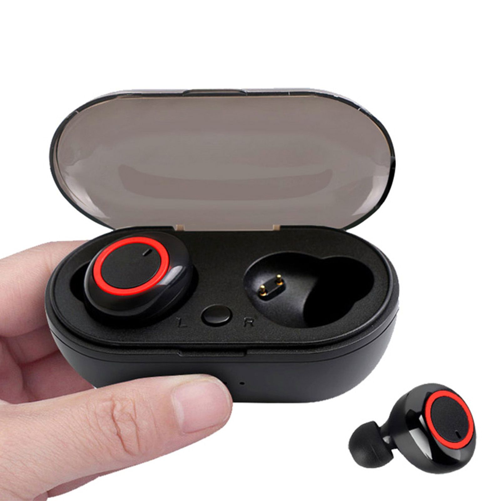 True Wirelessly Stereo BT Earphone Intelligent Noise Reduction High Clear Sound Quality Headset Waterproof Sweatproof Mini Sports Headphones with 450mAh Charging-Box