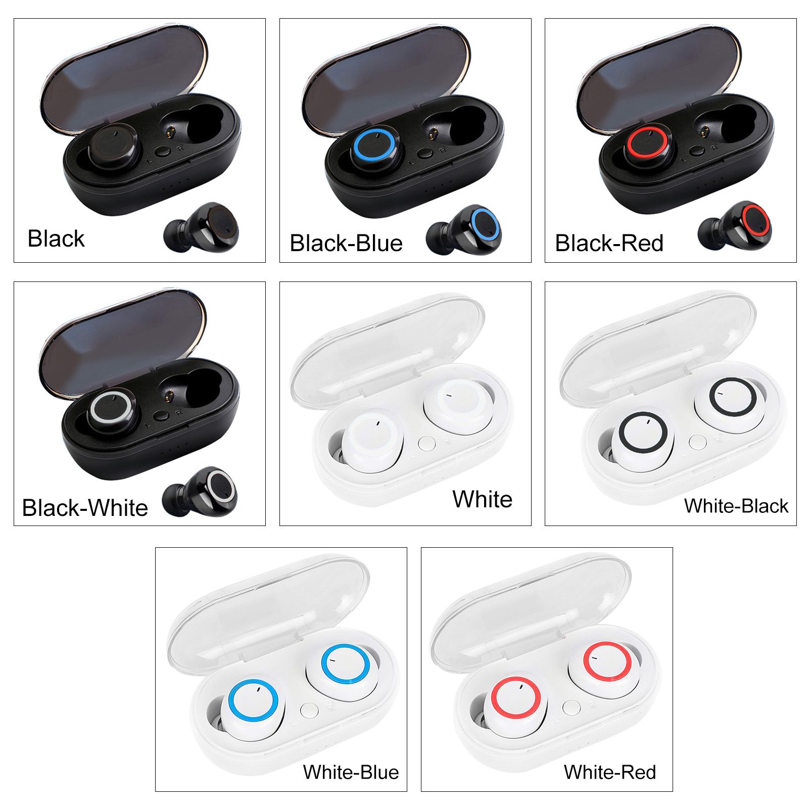 True Wirelessly Stereo BT Earphone Intelligent Noise Reduction High Clear Sound Quality Headset Waterproof Sweatproof Mini Sports Headphones with 450mAh Charging-Box