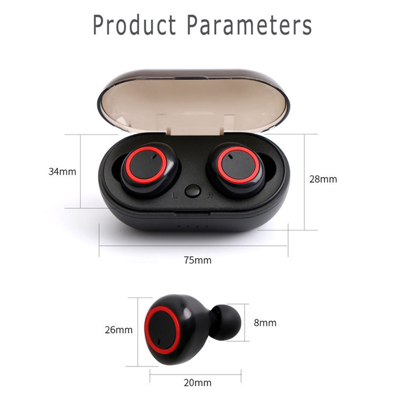 True Wirelessly Stereo BT Earphone Intelligent Noise Reduction High Clear Sound Quality Headset Waterproof Sweatproof Mini Sports Headphones with 450mAh Charging-Box