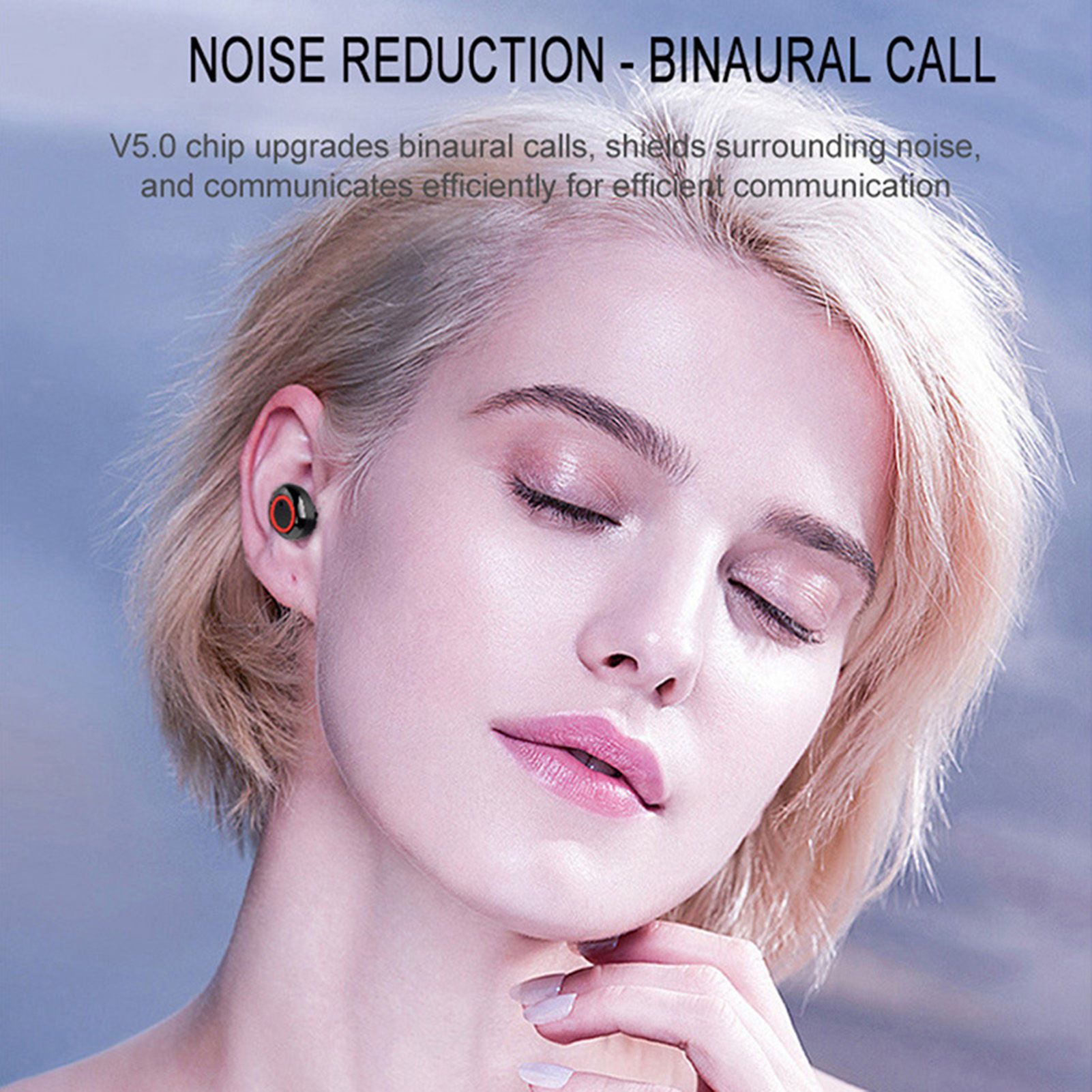 True Wirelessly Stereo BT Earphone Intelligent Noise Reduction High Clear Sound Quality Headset Waterproof Sweatproof Mini Sports Headphones with 450mAh Charging-Box