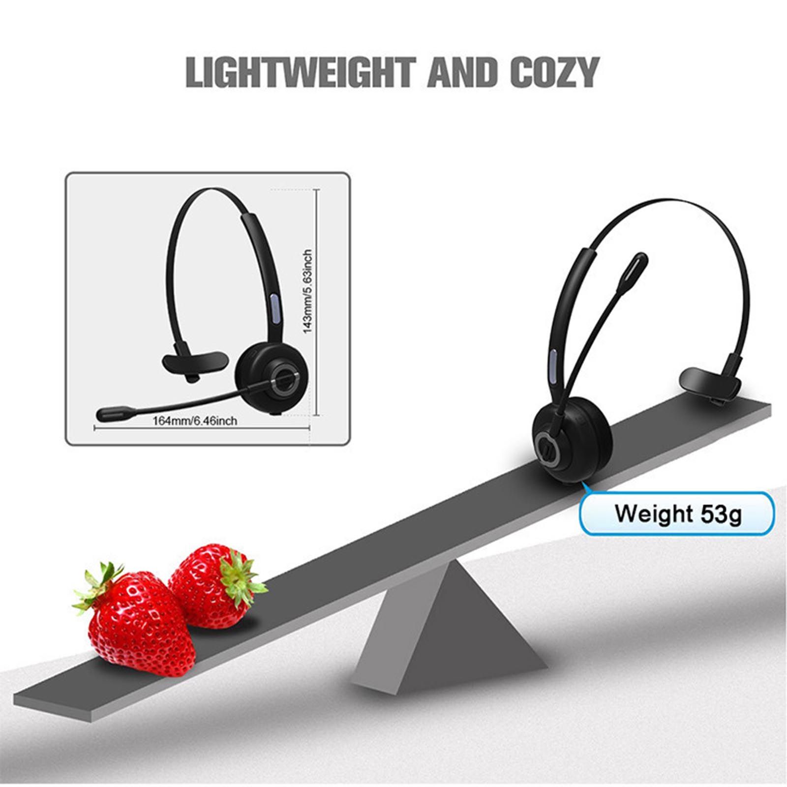 BH-M97 On Ear Headset Bluetooth 5.0 Wireless Headphones Call Center Earphone with Noise Cancelling Microphone Adjustable Headband Volume Control with Charging Dock