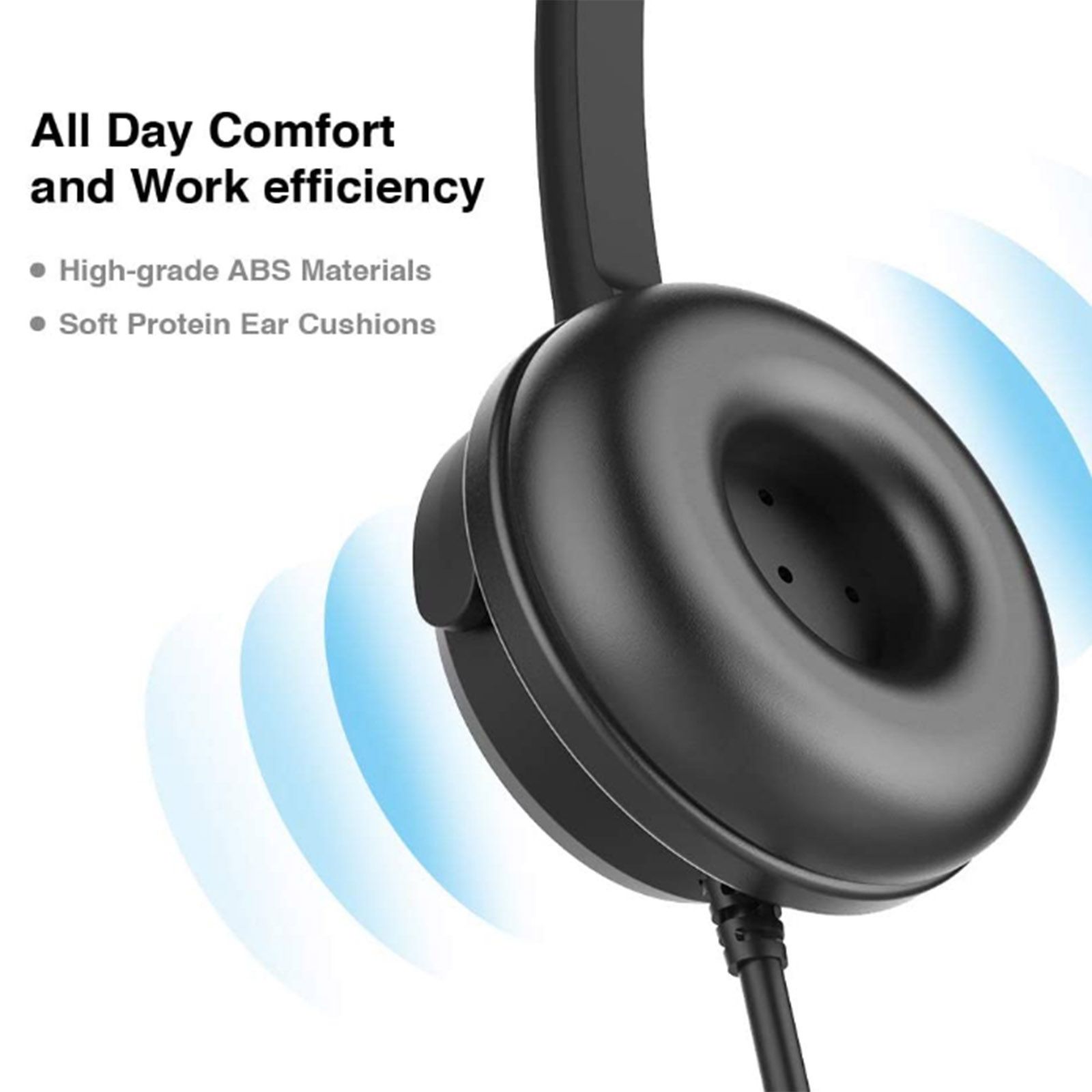 OY131 Single Ear Headset USB Headphones Head-mounted Computer Headphone for Right/Left Ear Call Center Headsets with in-Cord Volume Control