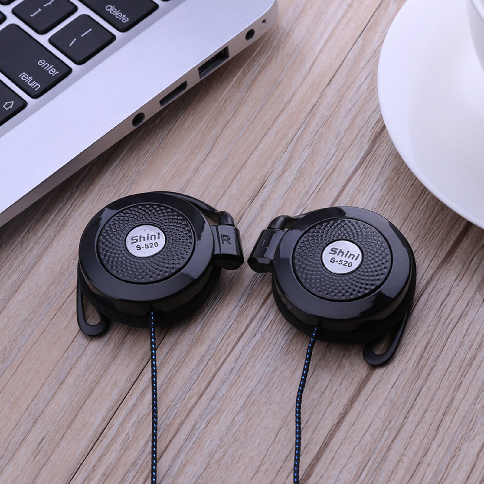 SHINI S520 3.5mm Wired Headset Ear Hook Headsets Stereo Game Sports Headphone with Mic for Phone