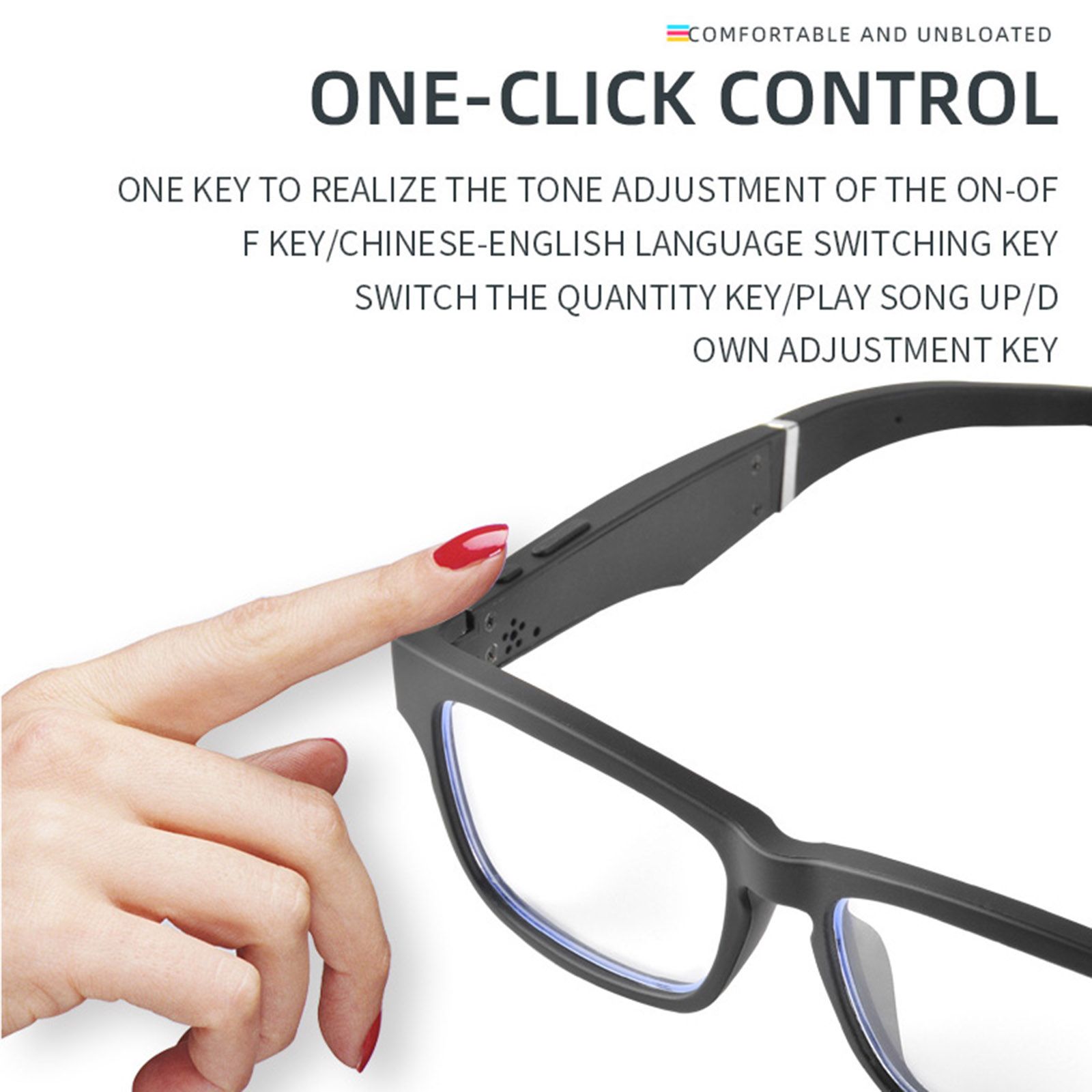 K4 Smart Bluetooth Sunglasses Wireless Bluetooth Open Ear Headset Phone Call Play Music Wireless Audio Glasses One-click Control Built-in Mic for Men Women Compatible with Smart Phones
